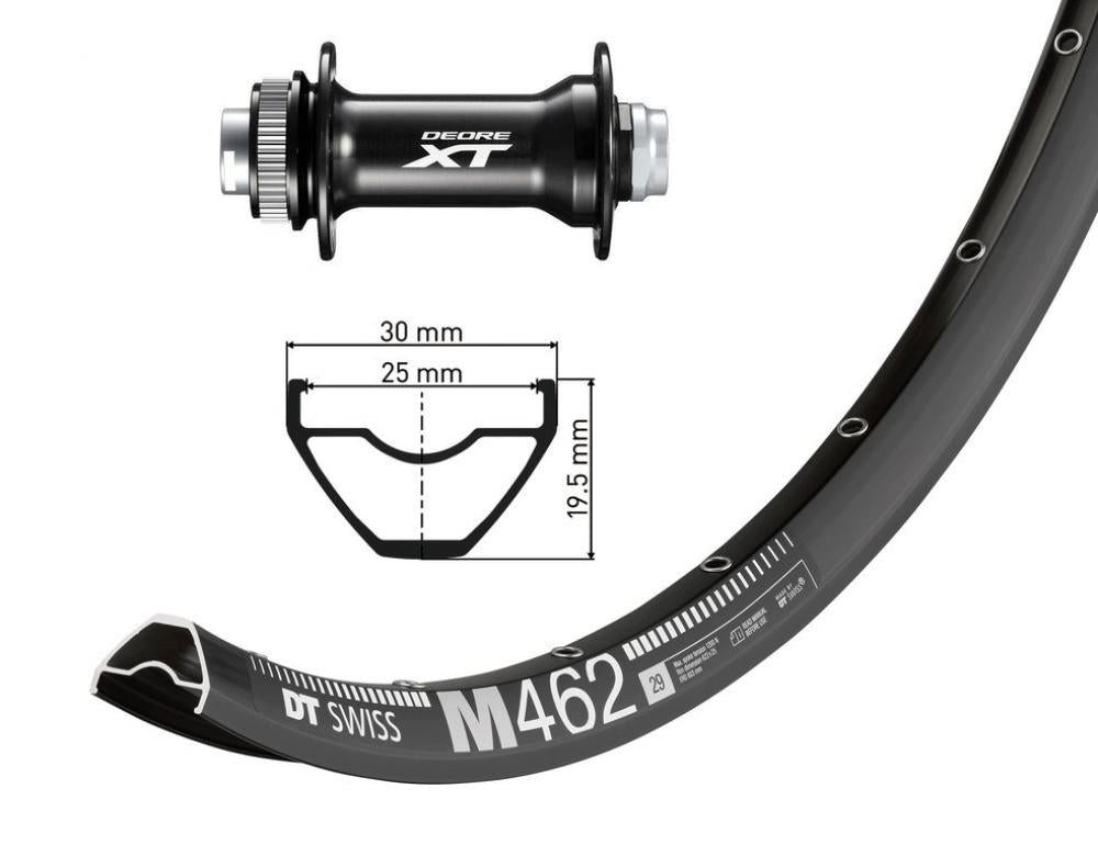 BikeParts Laufrad DT SWISS Laufrad Vorderrad 29 Zoll Deore Xt Schwarz Steckachse 15Mm 11