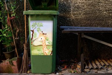 MuchoWow Wandsticker Dschungel - Giraffe - Tiere (1 St), Mülleimer-aufkleber, Mülltonne, Sticker, Container, Abfalbehälter