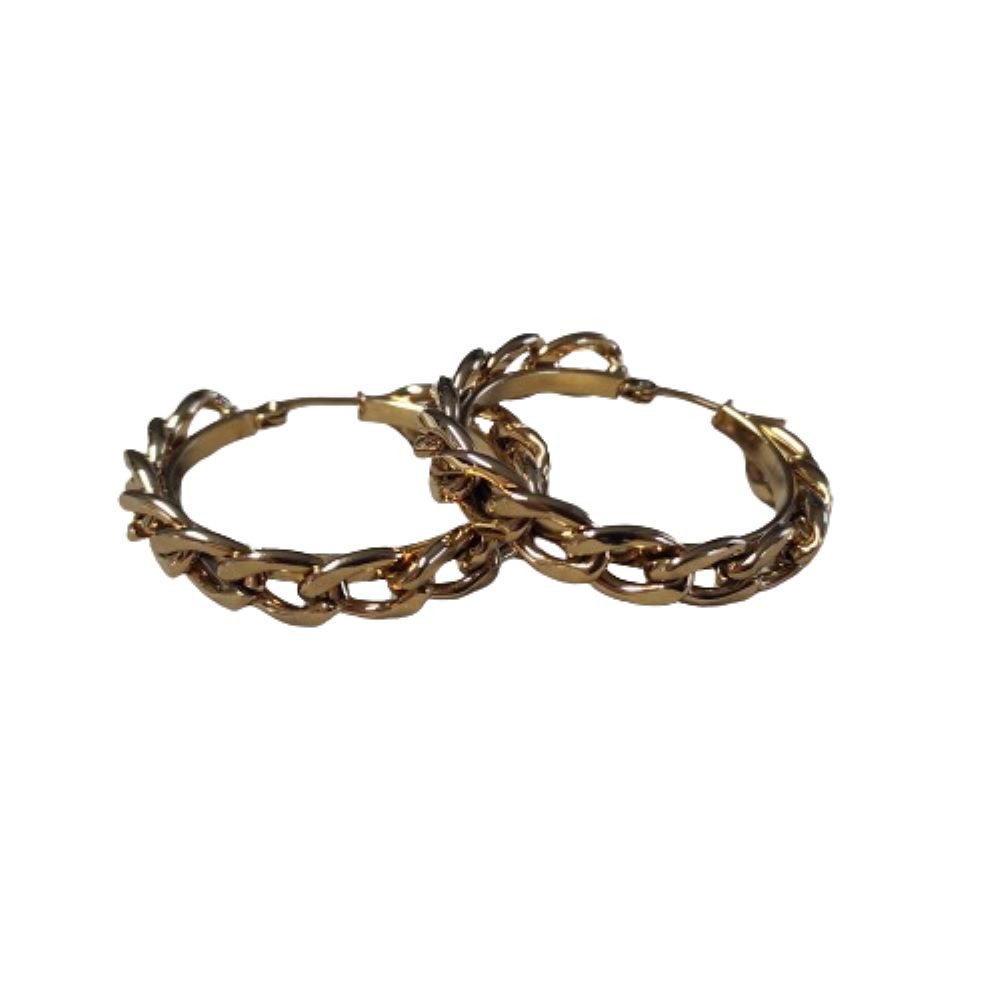 BUNGSA Ohrring-Set Creolen Kettendesign gold aus Edelstahl Damen (1 Paar (2 Stück), 2-tlg), Ohrschmuck Ohrringe