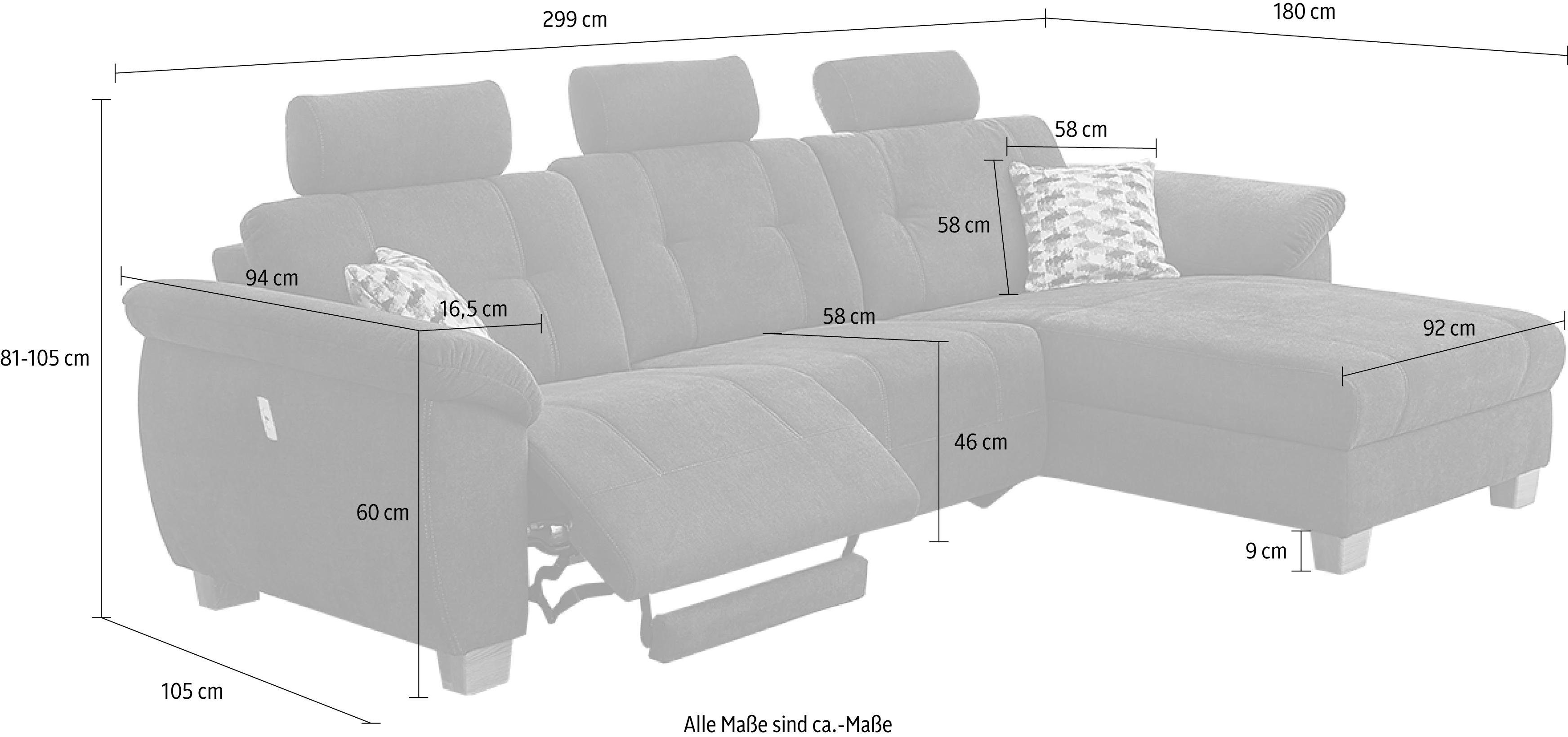 mit an | Ecksofa schwarz jeweils Relaxfunktion Gruppe USB-Ladestation mit der Savona, Jockenhöfer Armlehne schwarz und