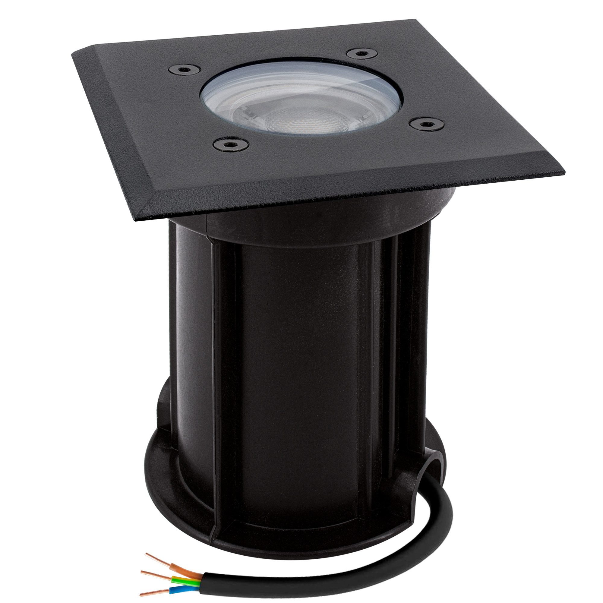 linovum LED Gartenstrahler BOQU Bodeneinbaustrahler IP67 mit LED GU10 Lampe 2W warmweiß Spot, Warmweiß