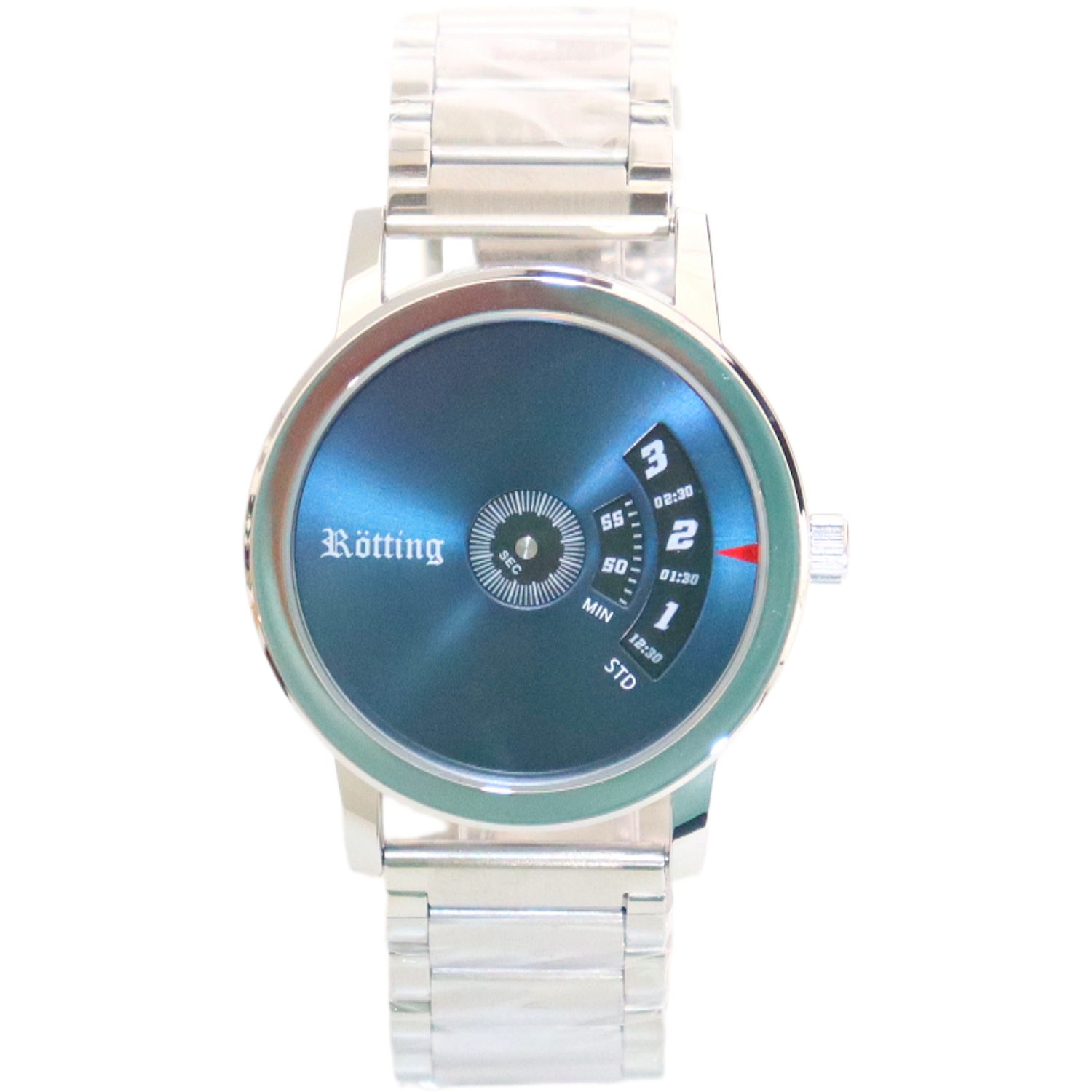 Quarzuhr Herrenuhr blaues Ziffernblatt mit einer innovativen Zeitanzeige