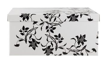 Home4You Aufbewahrungsbox, Weiß, Blumenranken, Papier, mit Griffen, 51 x 37 cm
