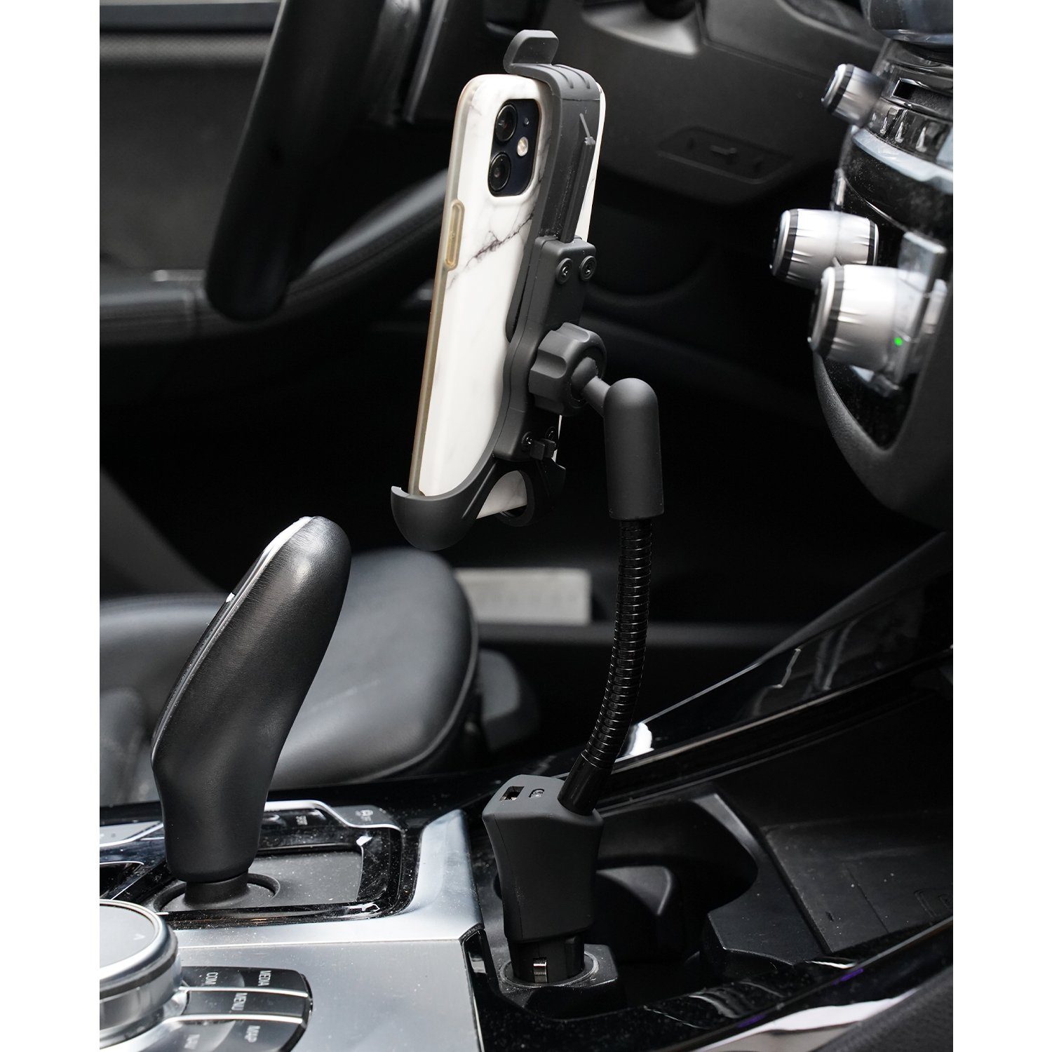 Cartrend Handy-Halterung KFZ-Halterung Ladegerät Smartphone MP3-Player, (Lademöglichkeit über USB-Port, Schwanenhals, für Smartphone bis 5,4)