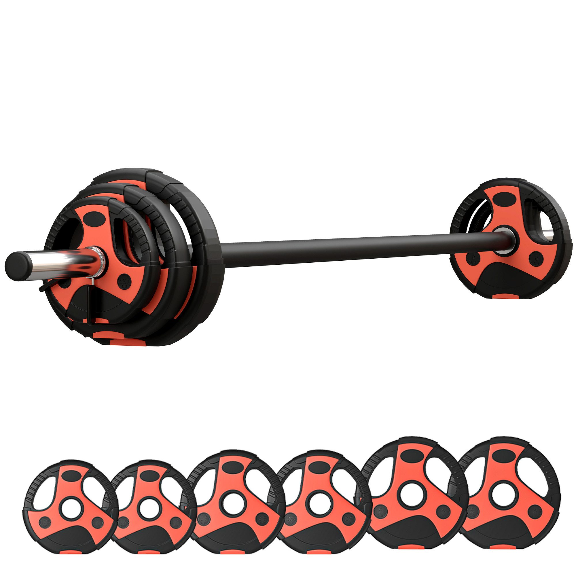 FELIXLEO Kurzhantelstange Langhantel Set 20 kg inkl. 6 Hantelscheiben 2 x 5kg 2 x 2 5kg 2 x 1, (1-tlg)