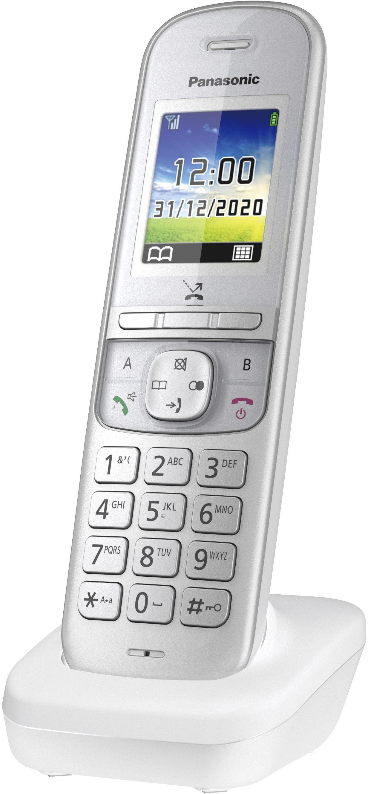 Panasonic KX-TGH722 perlsilber Anrufbeantworter) 2, (Mobilteile: Schnurloses Duo DECT-Telefon mit
