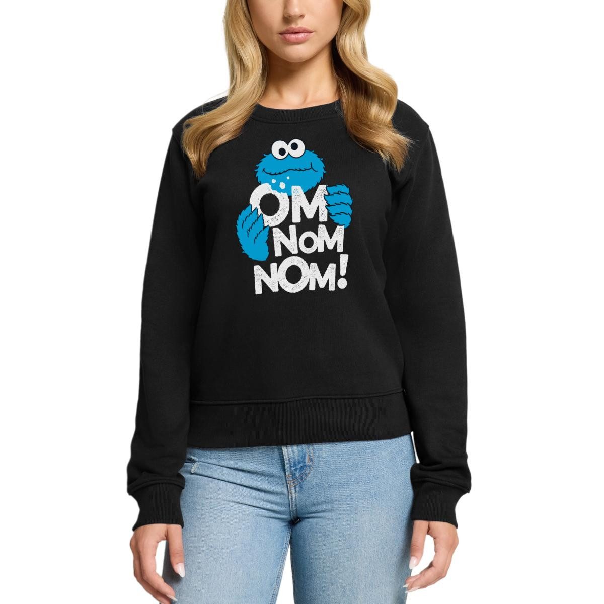 Sweatshirt Sesamstraße Krümelmonster Om Nom Nom Damen Premium Pullover