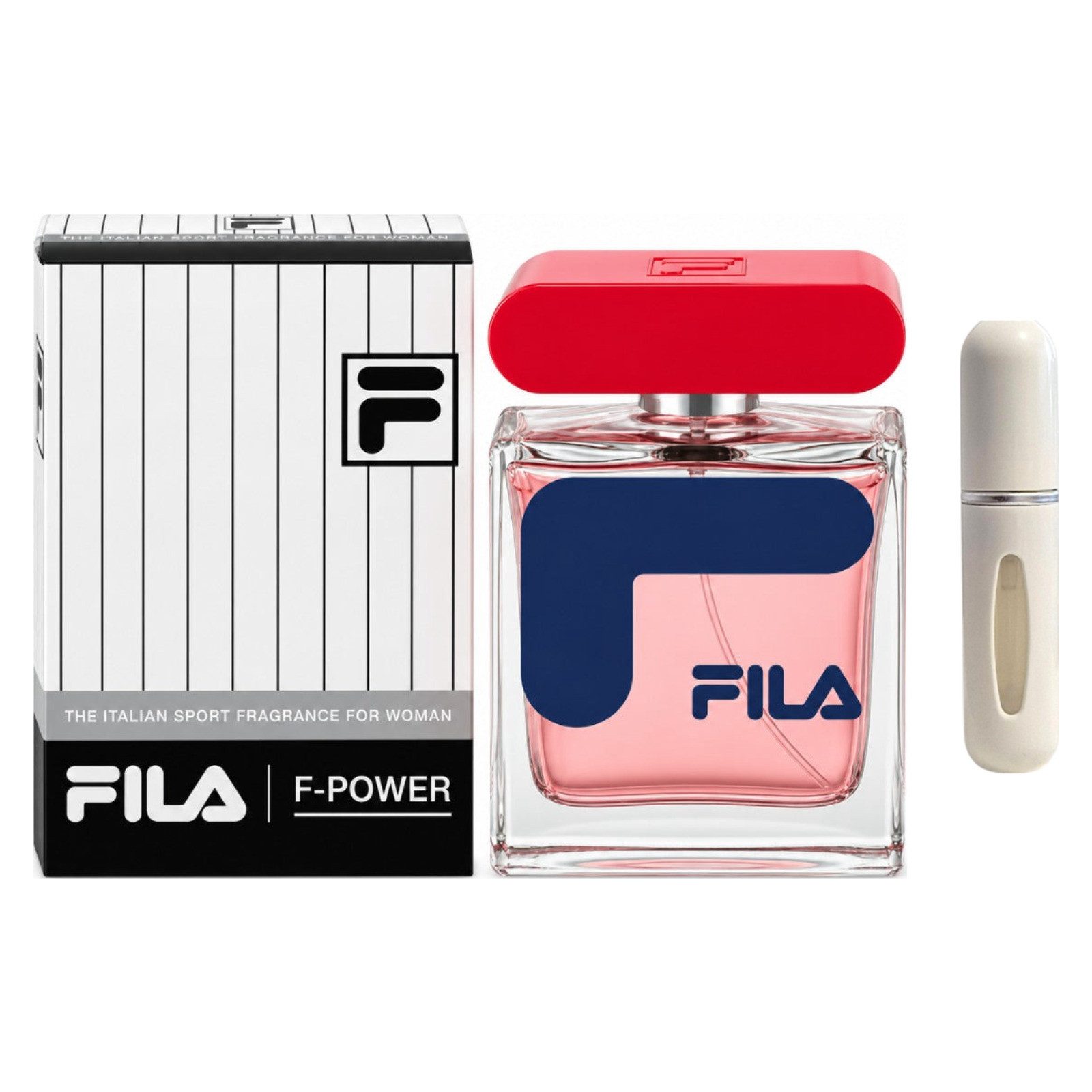 Fila Duft-Set F-Power EDT Woman – Blumig Fruchtig + Parfümzerstäuber (leer)