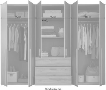 Schlafkontor Drehtürenschrank Romano, Kleiderschrank inklusive Schubkästen, melaminbeschichtet und stabil