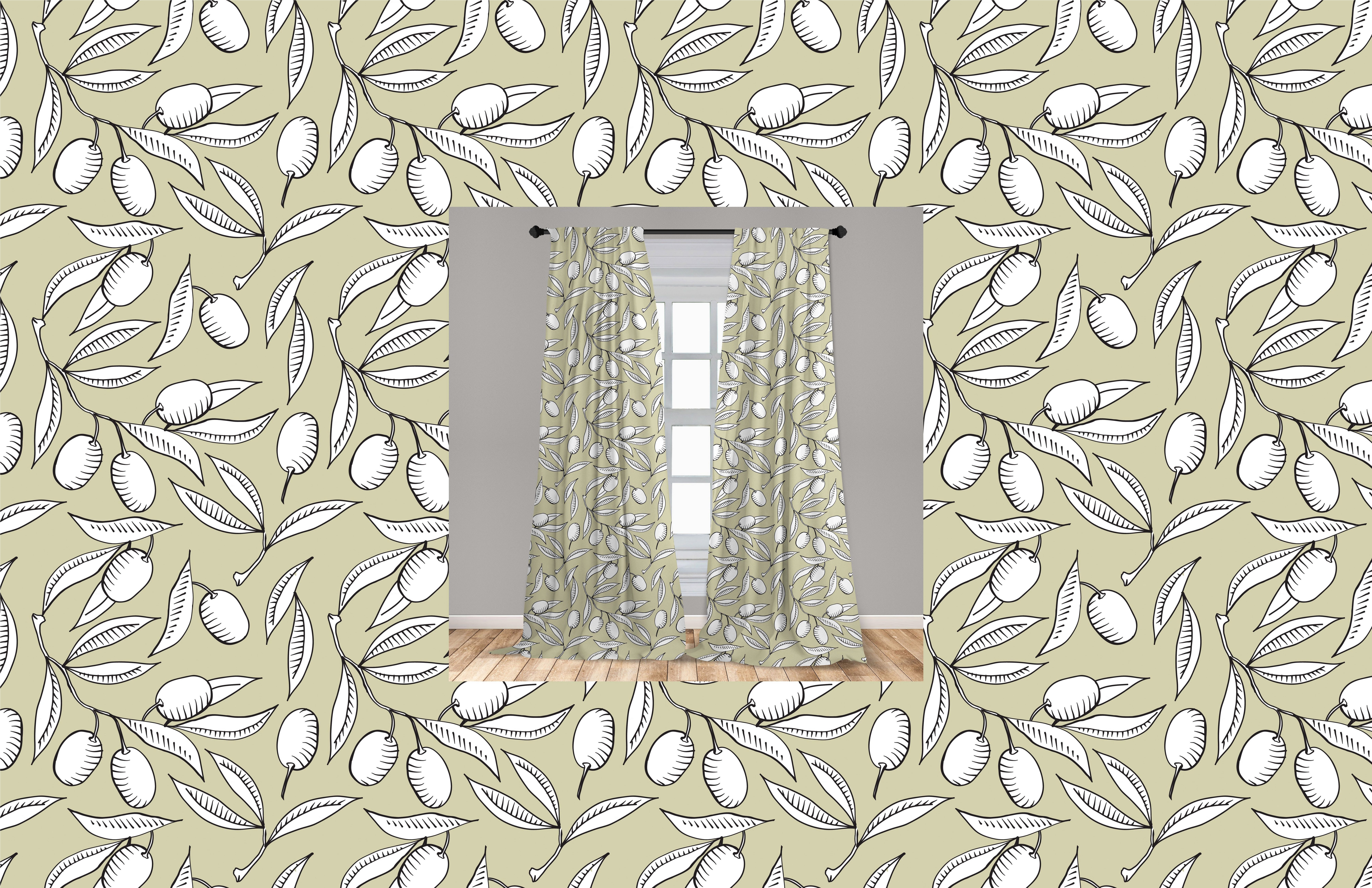 Gardine Vorhang für Wohnzimmer Entwurf Abakuhaus, Natur Branches Microfaser, Schlafzimmer Tree Dekor, Olive