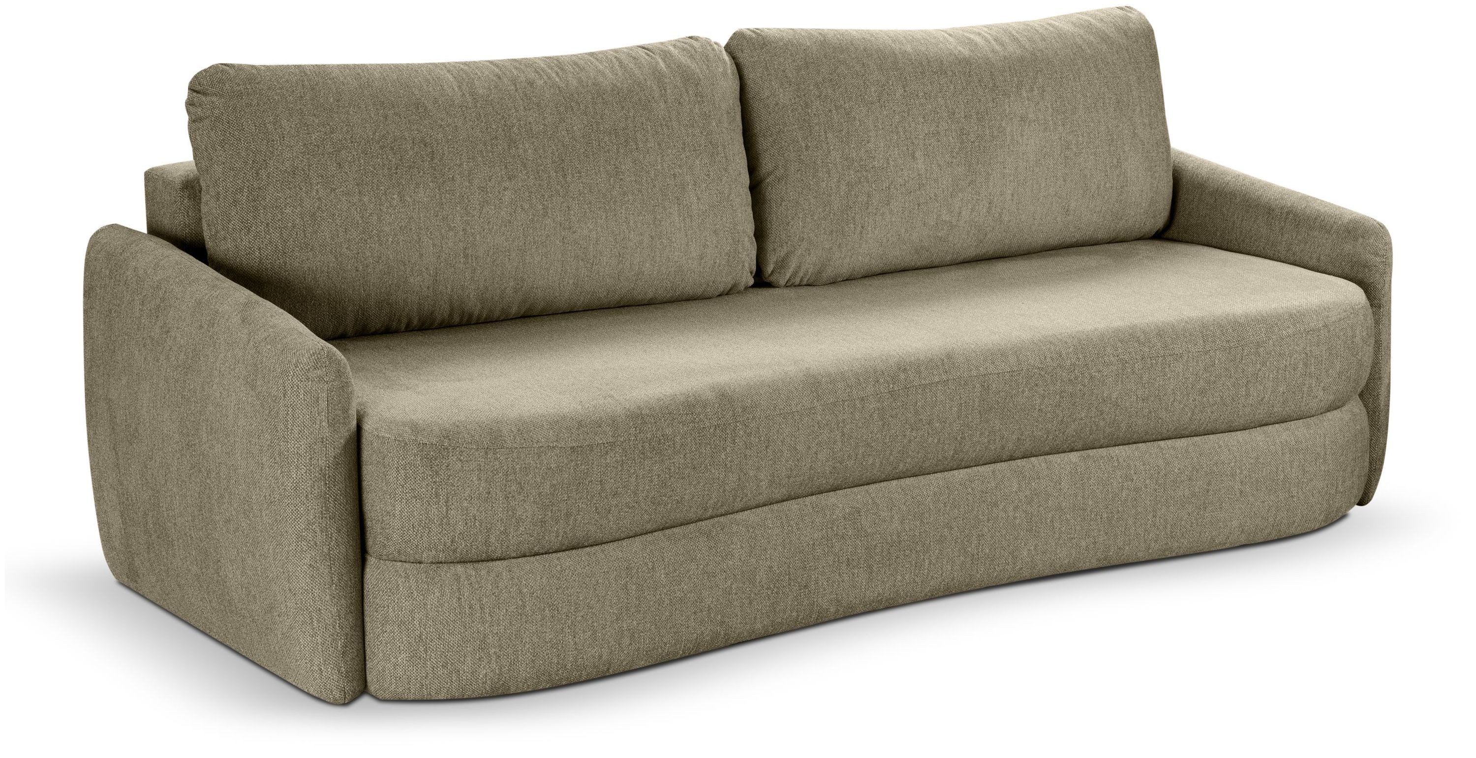 xonox.home Schlafsofa, 3 Sitzer aus Strukturstoff in grün B/H/T: 231x93x108cm