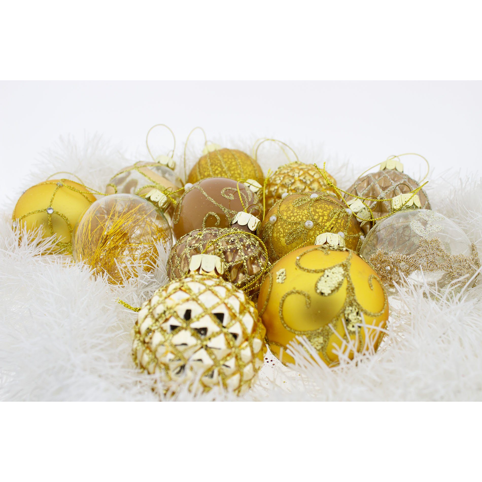 Annastore Christbaumschmuck 12 x Weihnachtskugeln aus Glas hochwertig Ø 8 cm Christbaumkugeln, Baumkugeln Glas Vintage, Weihnachtsbaumkugeln