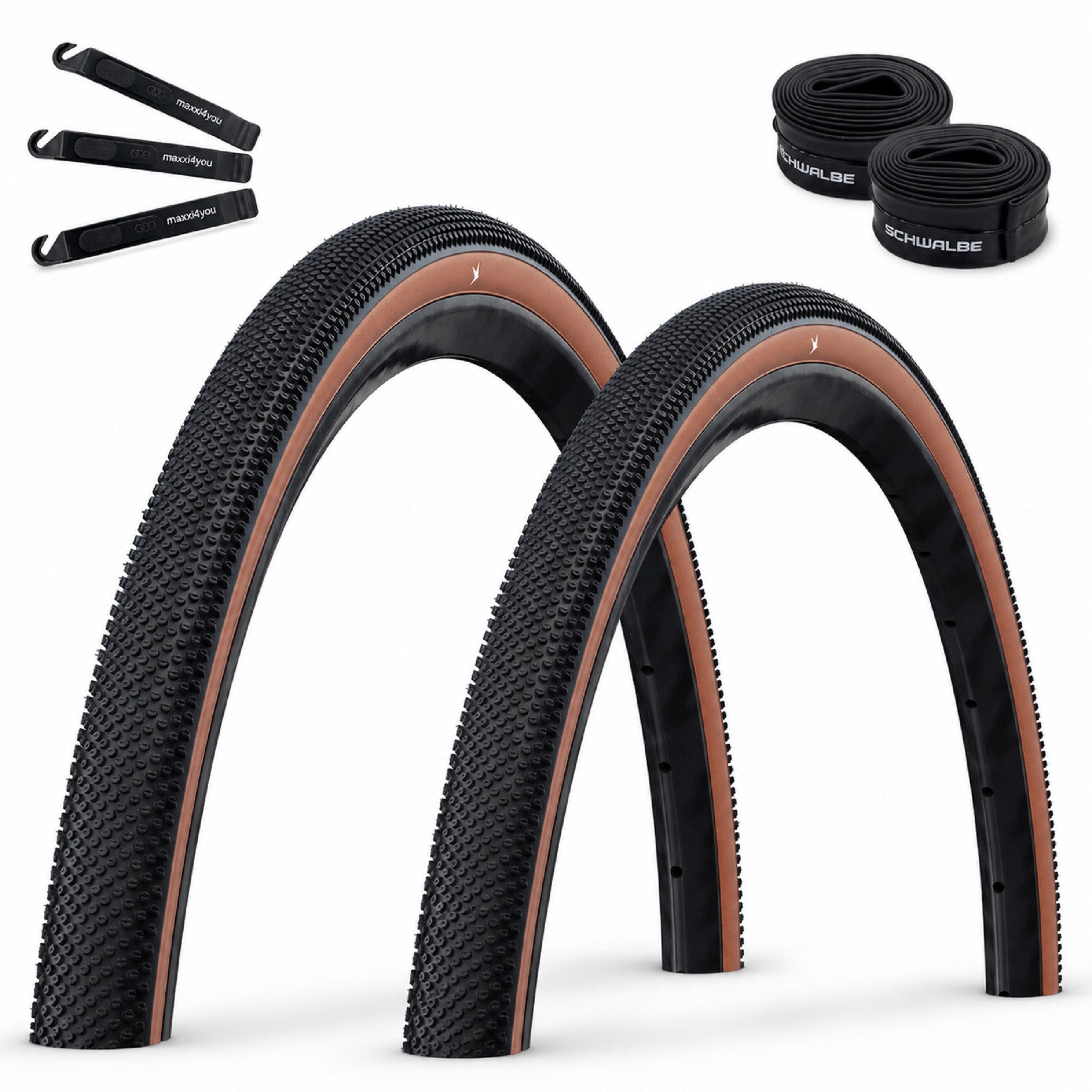 Fahrradreifen 2 x Schwalbe G-One Allround 28 x 1,50 Schwarz/Bronze + 2x SV17 inkl RH
