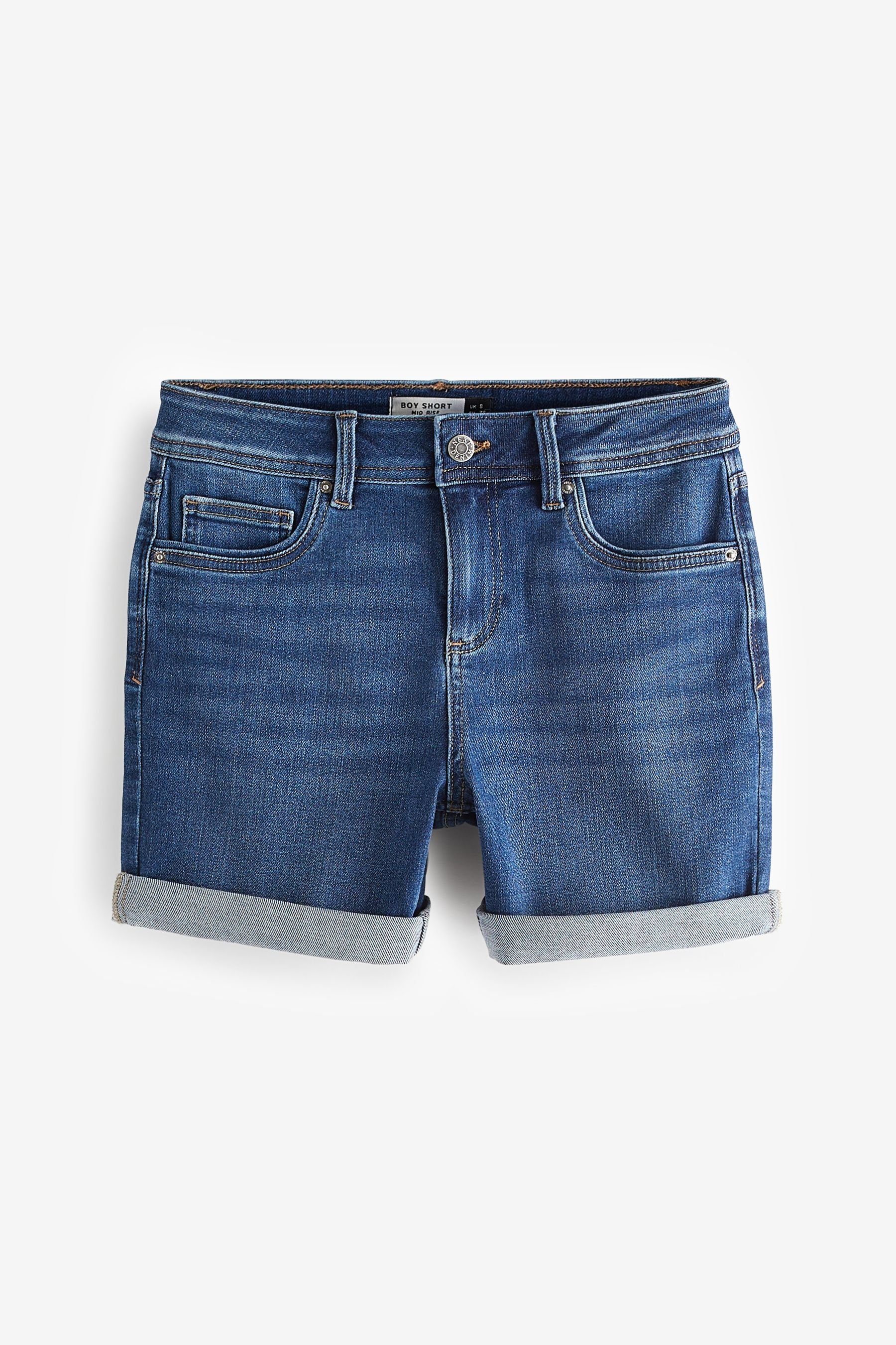 Blue Boyfriend-Schnitt Shorts Jeansshorts (1-tlg) mit Next Denim Mid