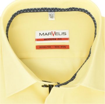 MARVELIS Kurzarmhemd Kurzarmhemd - Modern Fit - Einfarbig - Gelb