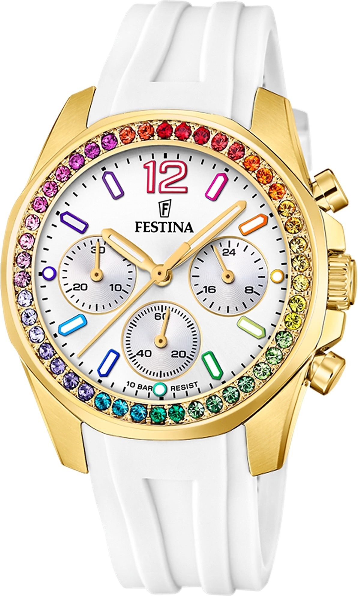 Digitaluhr Festina Damenuhr PU weiß Festina