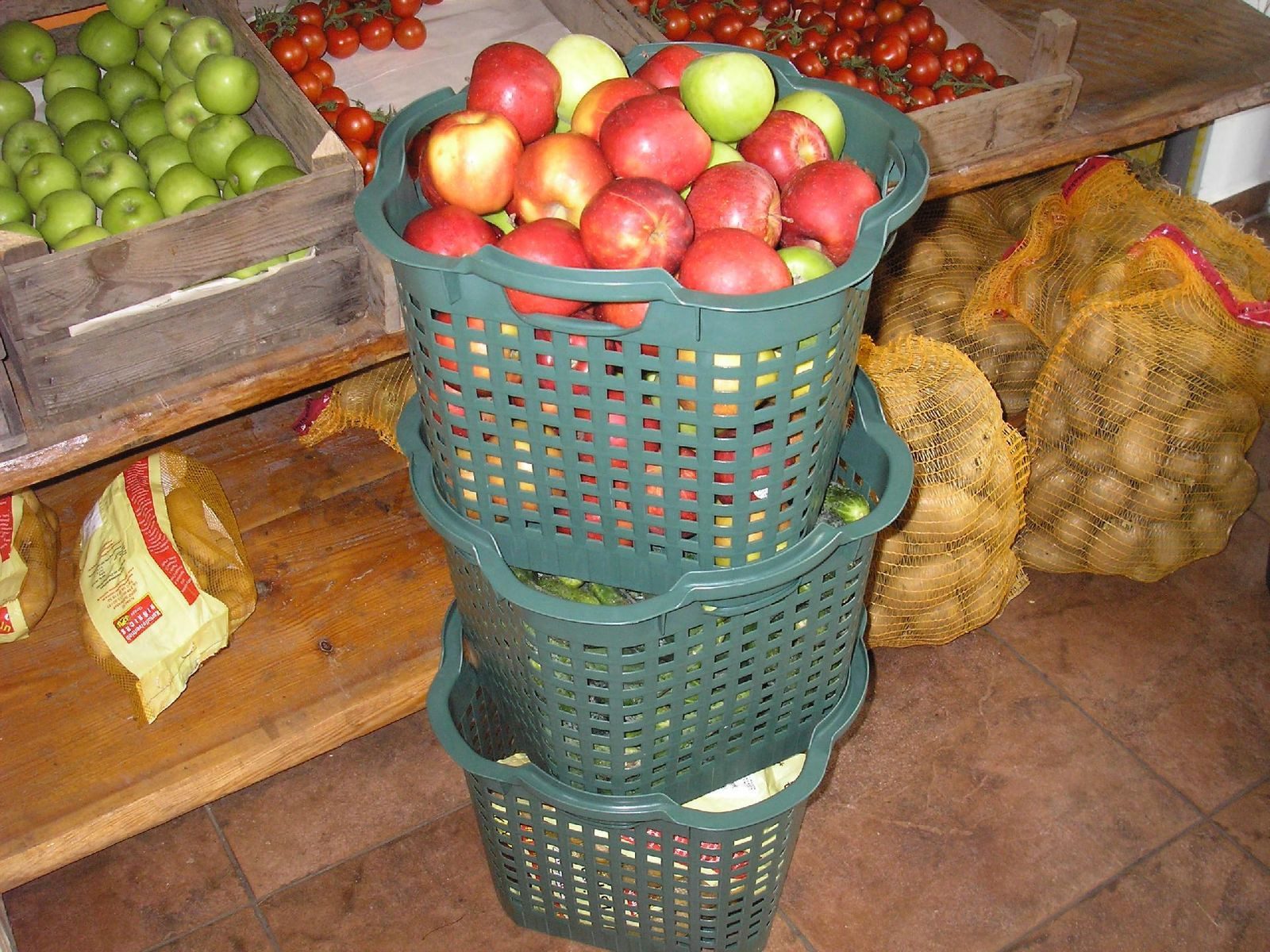 BURI Wäschekorb 5x Obstkorb 25L grün Gartenkorb Gemüsekorb stapelbar Erntekorb – Bild 5 von 5