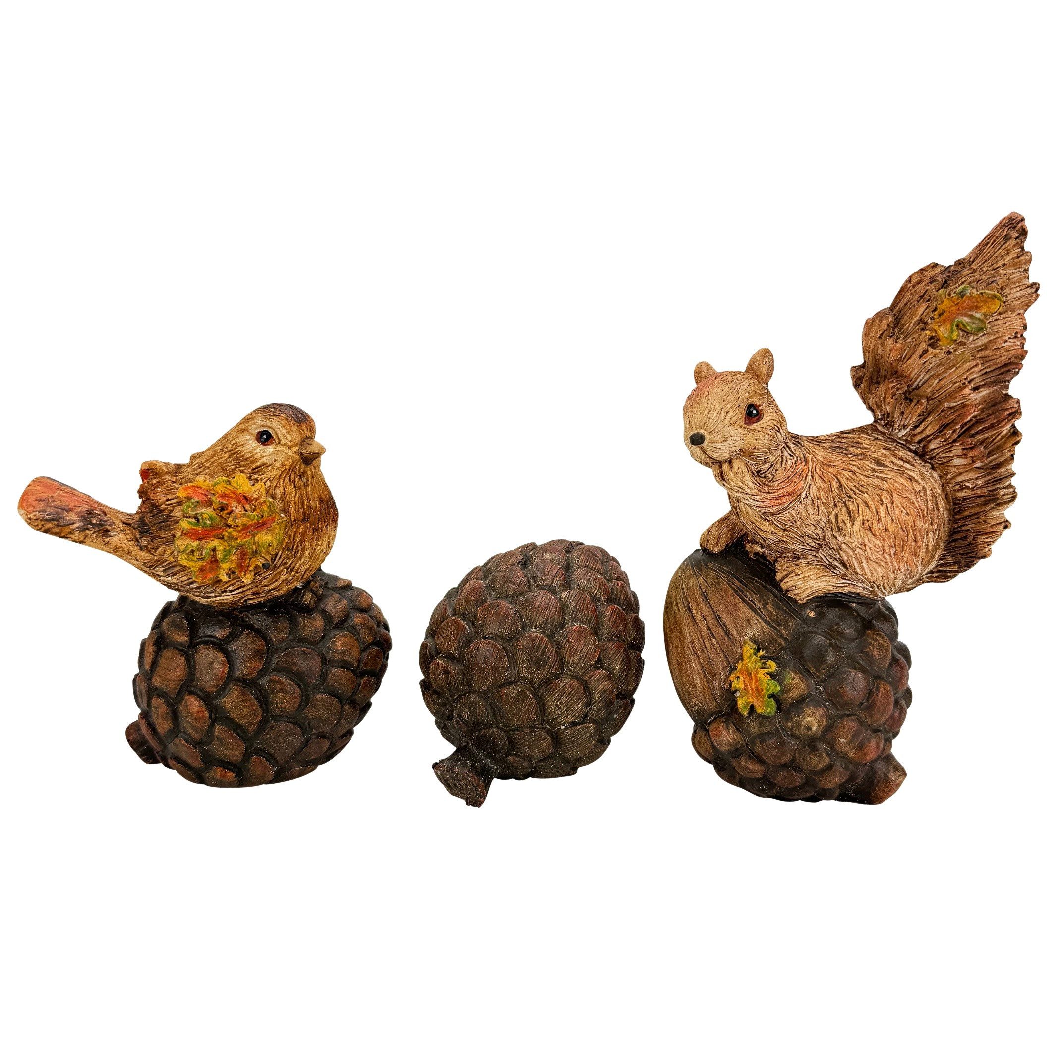 Online-Fuchs Dekofigur Eichhörnchen und Vogel mit Eicheln - Deko Gartenfigu günstig online kaufen