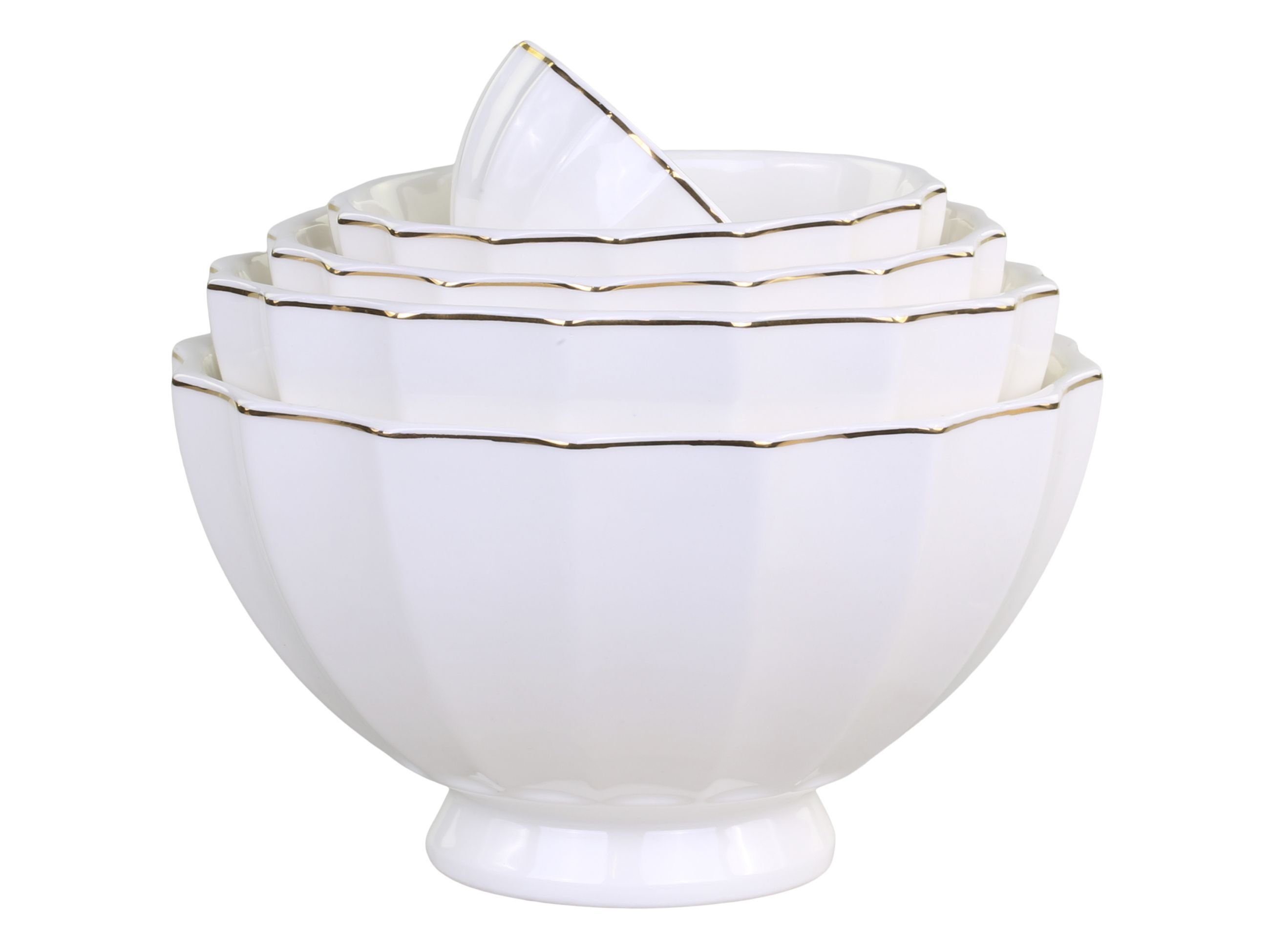 Chic Antique Schüssel 5er Чаши Schüssel Set Ares Weiß mit Goldrand Chic Antique 61065100, Porzellan