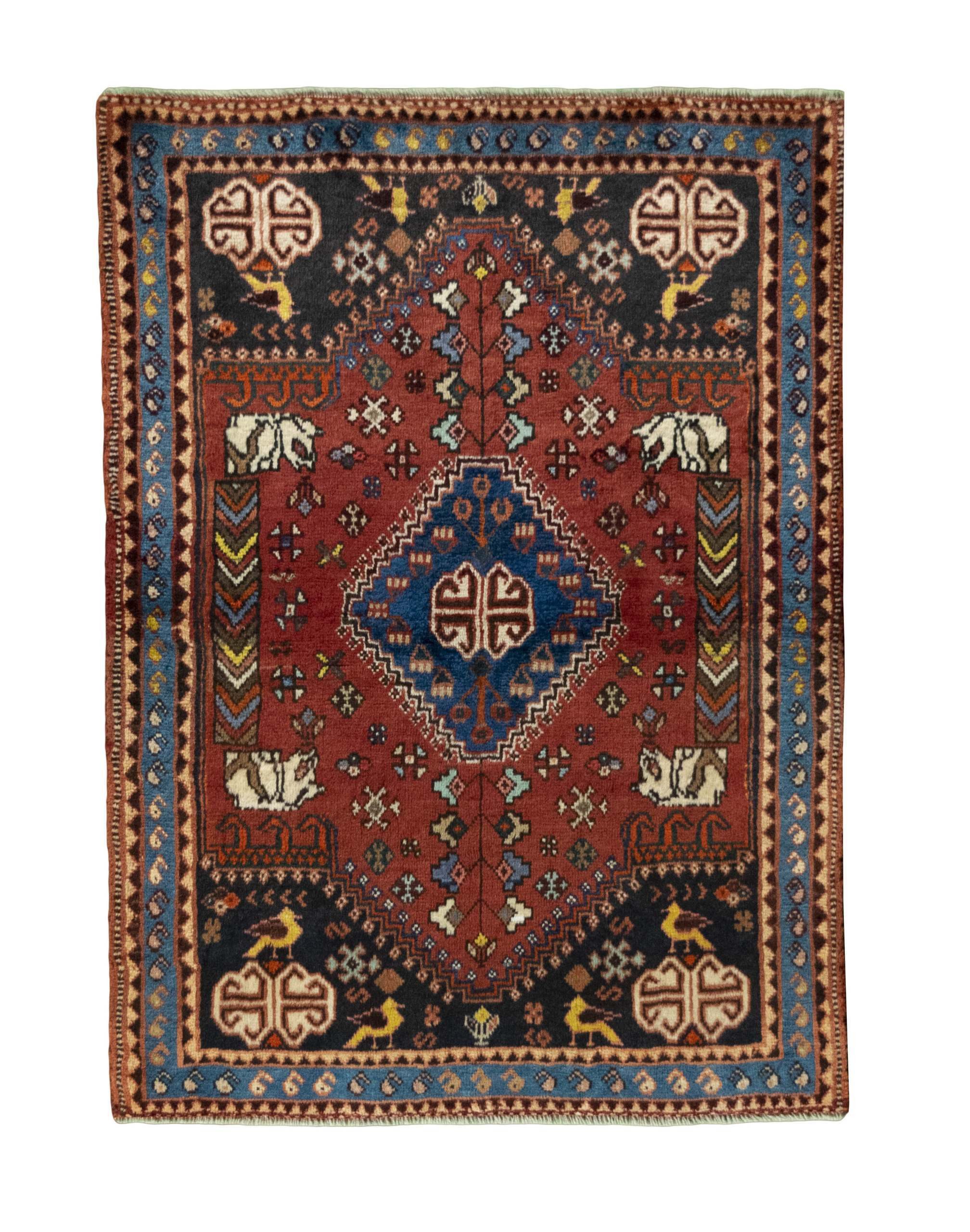 CABBEL Orientteppich 140x103 cm Perser Shiraz Rot Schurwolle Handgeknüpft Nomaden Unikat, rechteckig, Höhe: 9 mm, 100% Schurwolle – weich, pflegeleicht, traditionelle Knüpfdichte