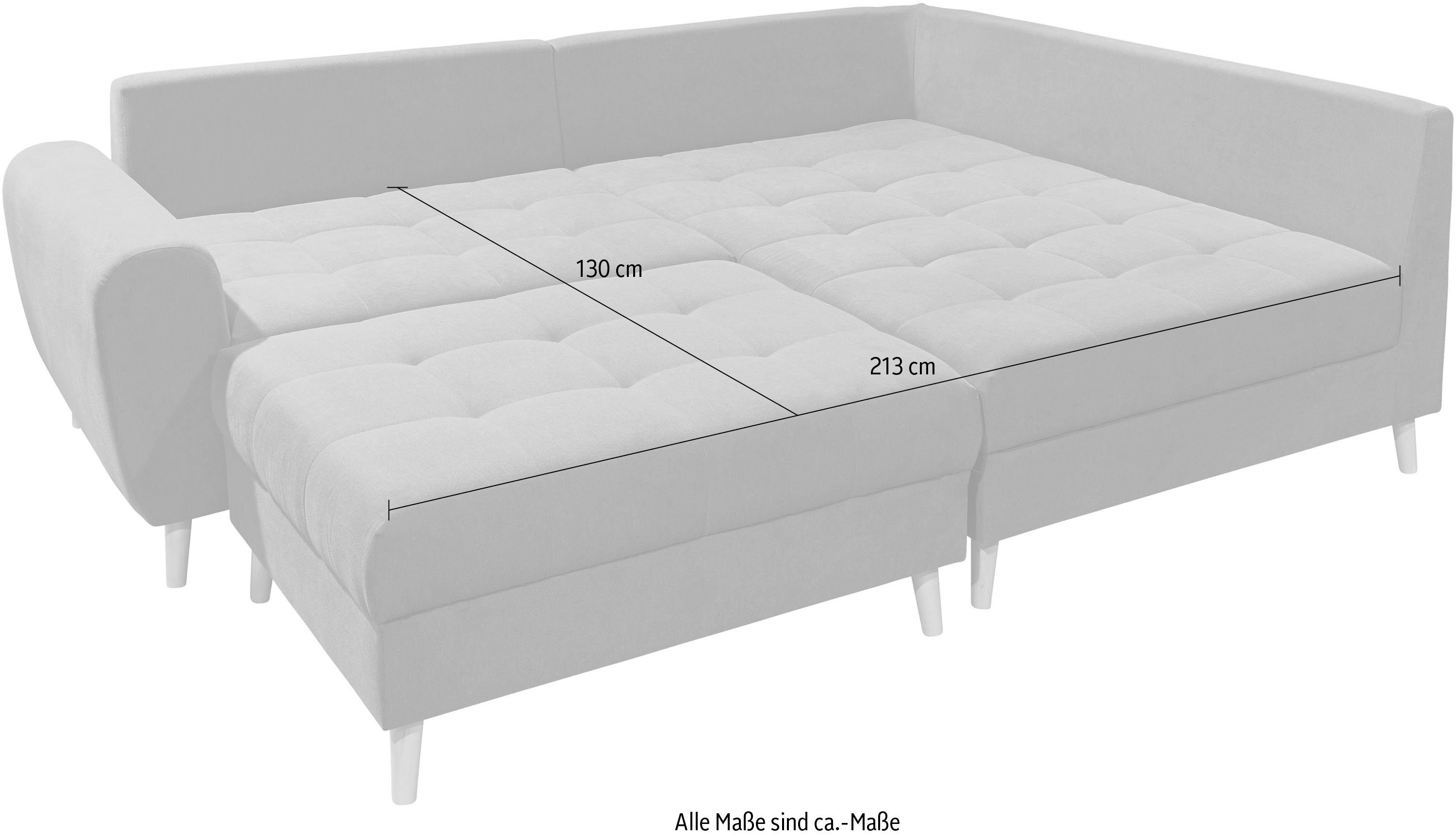ED EXCITING DESIGN Ecksofa Alice L-Form, Set, mit Hocker & 3 Zierkissen
