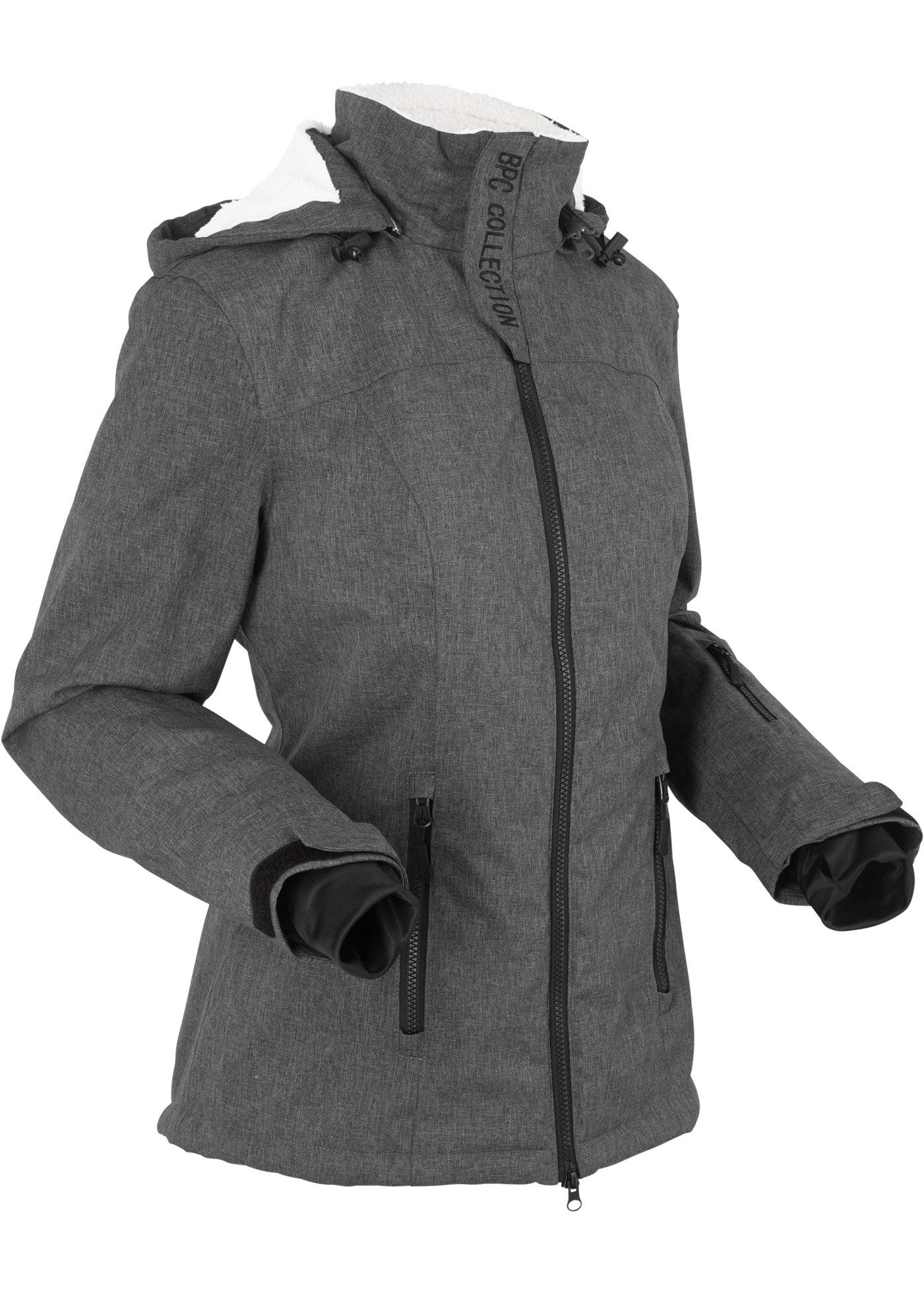 bonprix Funktionsjacke mit Teddyfleece-Futter, wind- und wasserdicht, mit hohem Stehkragen