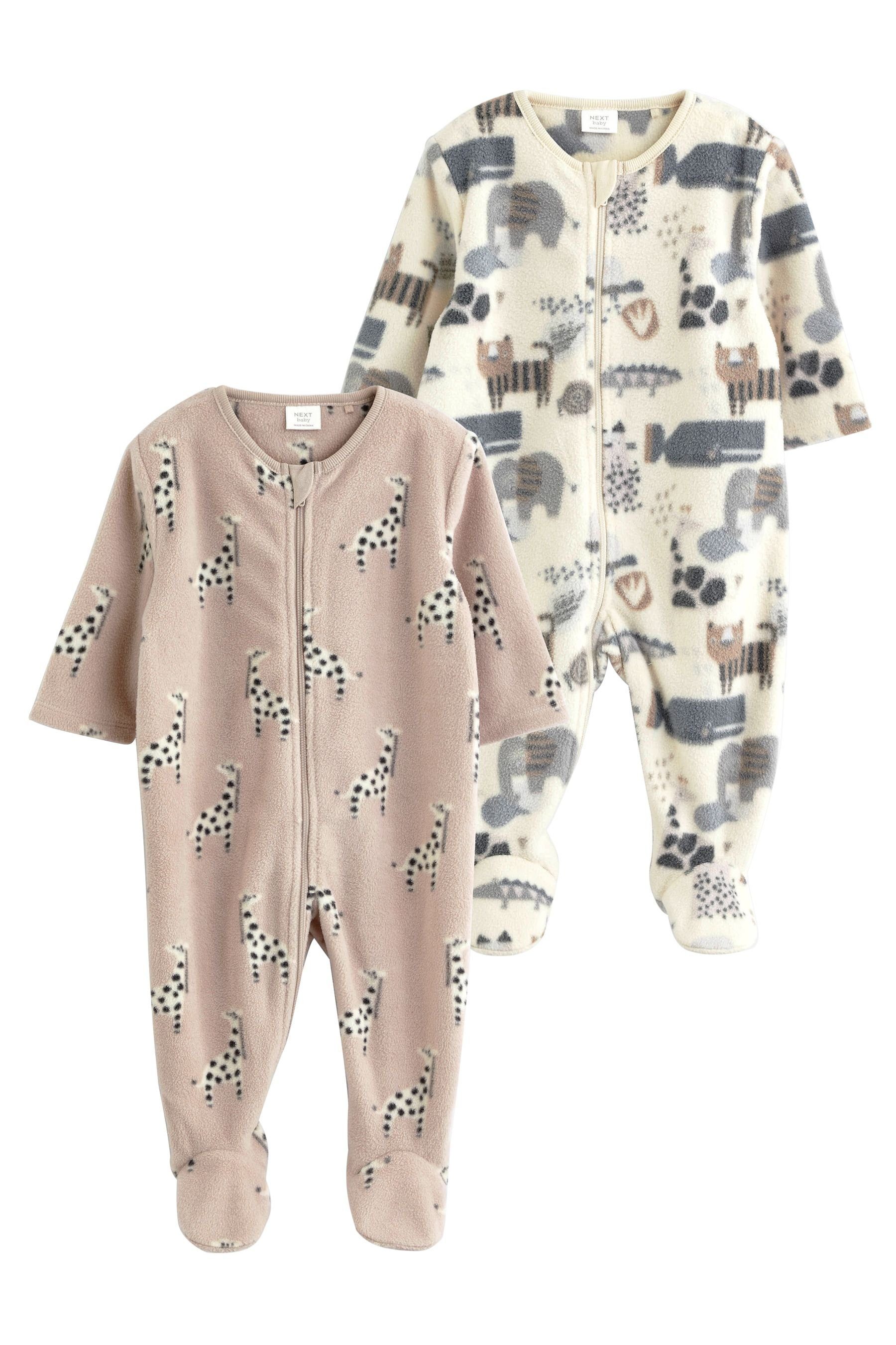 (2-tlg), Next und Familie Schlafoverall ganze Mode die aus für Fleece Baby-Schlafanzüge Accessoires 2er-Pack