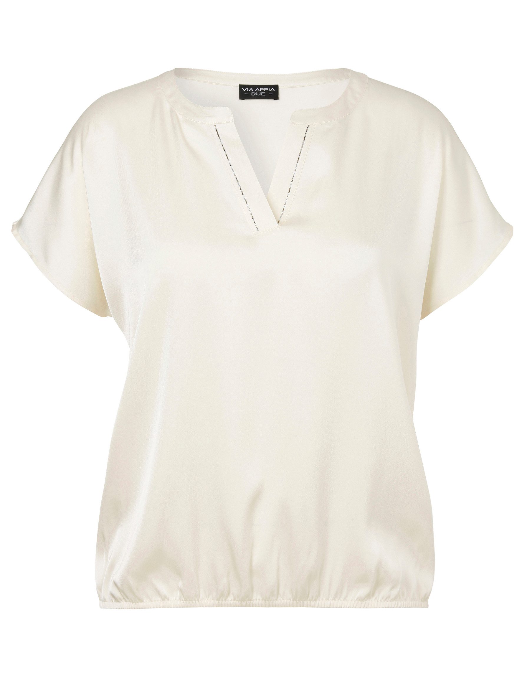 VIA APPIA Kurzarmbluse Bluse V-Ausschnitt 1/2 Arm 920 creme