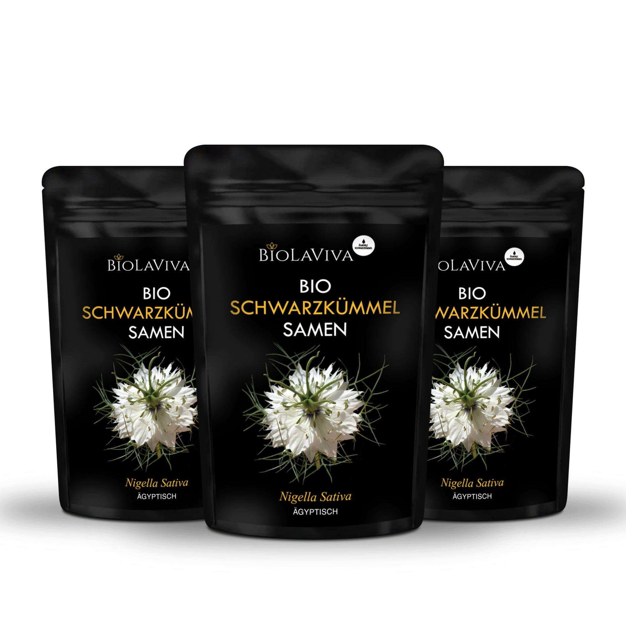 BIOLAVIVA Kräutersamen 3× Bio Schwarzkümmel Samen 500g