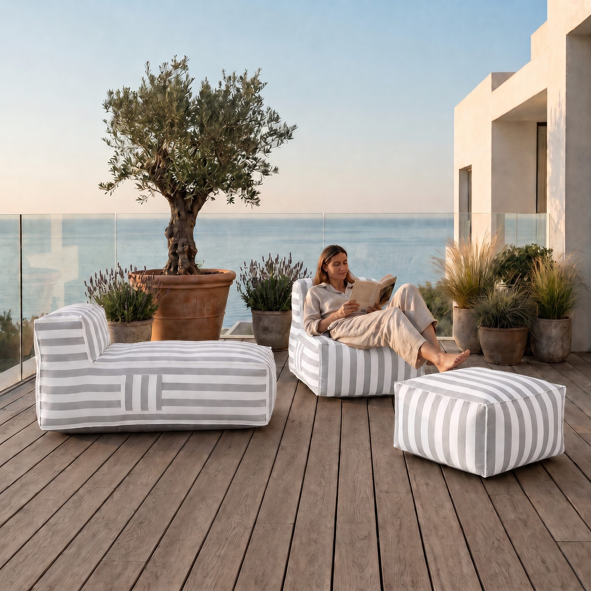 Muffo Gartenlounge-Set SOFT SET 2, (Set), mit Schaumstoffgranulat-Füllung, wasserabweisend, UV-beständig