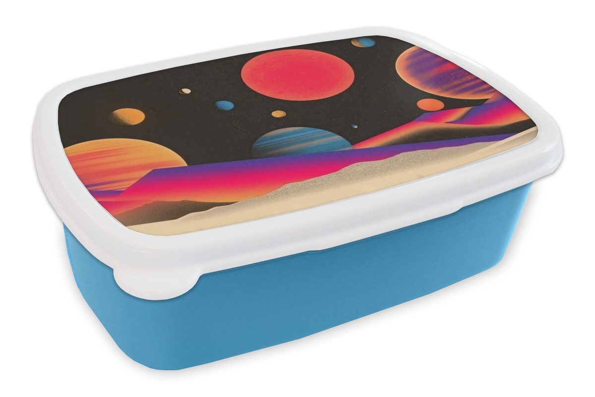 MuchoWow Lunchbox Himmel - Planeten - Leuchtend bunt, Kunststoff, (2-tlg), Brotdose, Lunchbox, Brotbox für Kinder und Erwachsene
