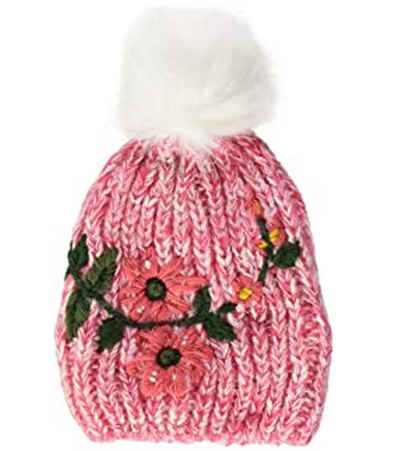 CAMPAGNOLO Strickmütze »Campagnolo Winter-Mütze auffällige Strick-Mütze für Kinder mit Bommel Bommel-Mütze Pink/Weiß«