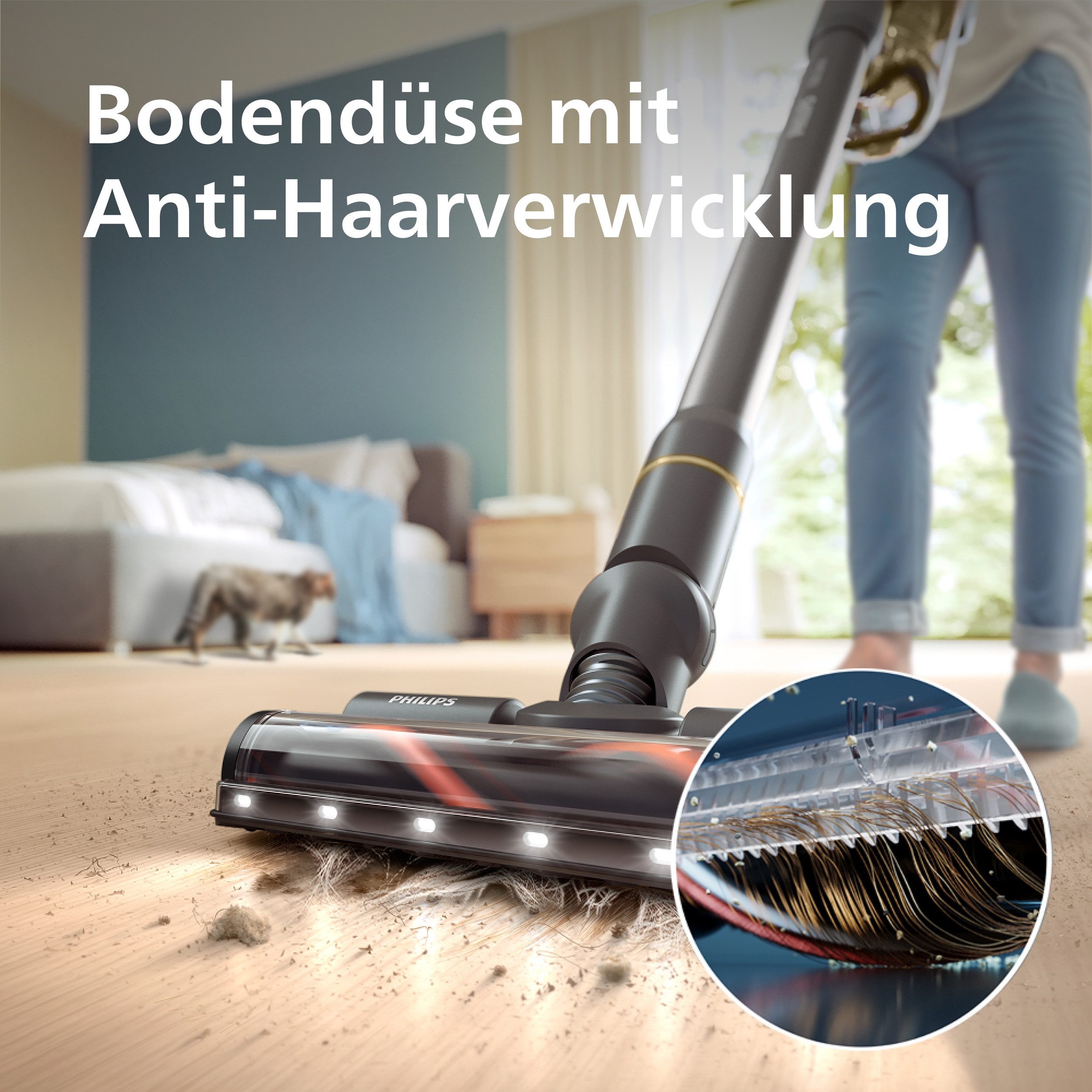 Philips Akku-Hand-und Stielstaubsauger XC7067/01 SpeedPro Max 7000 Series Advanced "Pet", 56,7 W, beutellos, mit bis zu 80 Minuten Laufzeit und Bodendüse mit Anti-Haarverwicklung