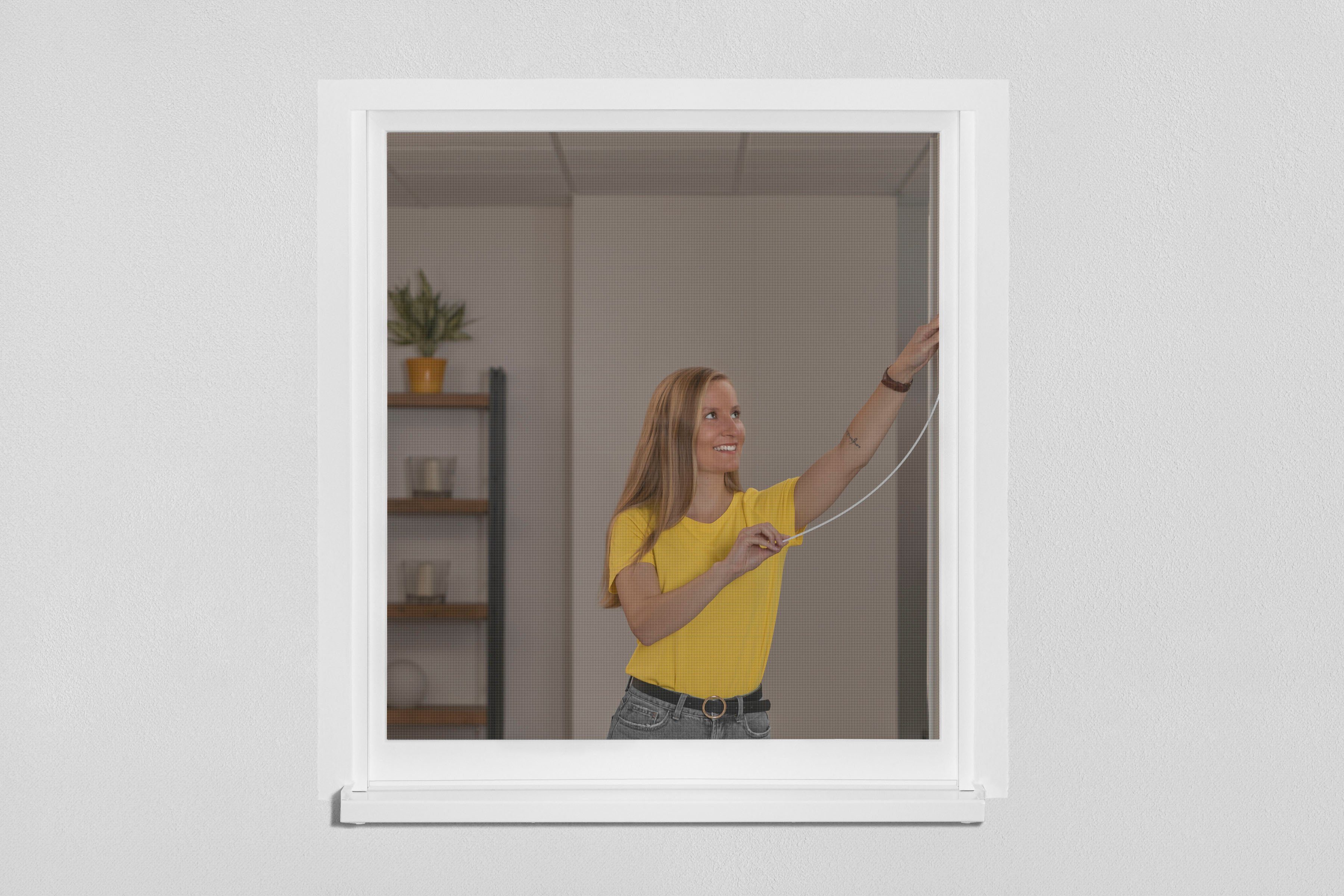 SCHELLENBERG Insektenschutz-Fensterrahmen Easy Click für Fenster,  Fliegengitter ohne bohren, 130 x 150 cm, weiß, 70470
