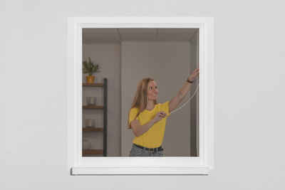 SCHELLENBERG Insektenschutz-Fensterrahmen Easy Click für Fenster, Fliegengitter ohne bohren, 100 x 120 cm, weiß, 70470