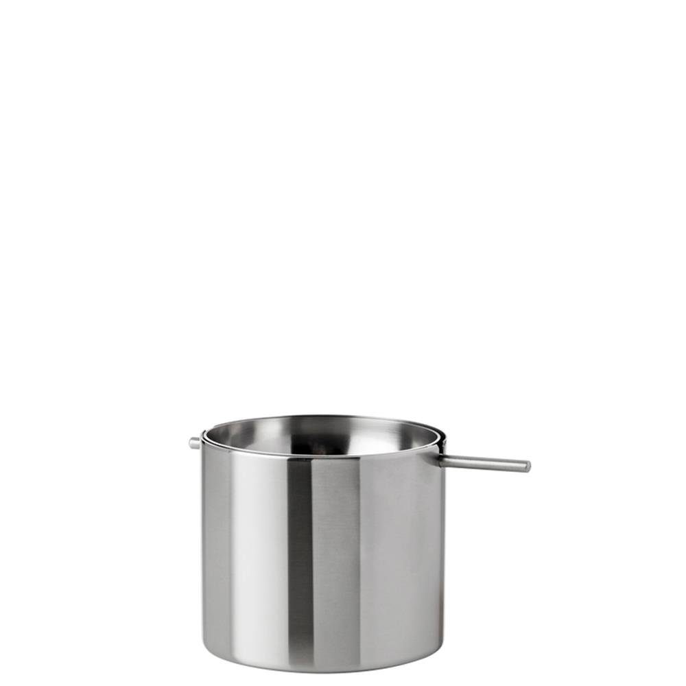 Stelton Aschenbecher Arne Jacobsen, mit Kippdeckel, aus Edelstahl, Höhe 6,5 cm