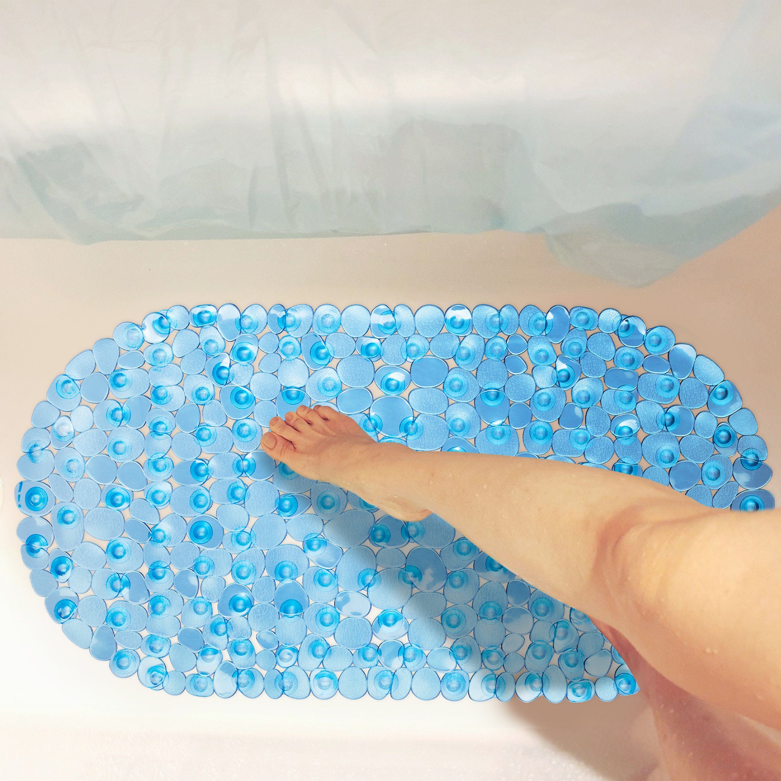 relaxdays Badematte Badewannenmatte Steinoptik bunt, Höhe 7 mm, Material: 100 % PVC (Kunststoff), Waschbar bei 30 °C, Optimale Wasserablauf dank kleiner Zwische – Bild 3 von 5