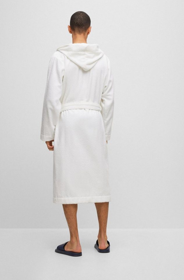 Hooded, Logo mit & Kapuze kontrastfarbenen Gown Baumwolle, Midilänge, HUGO Terry Bademantel