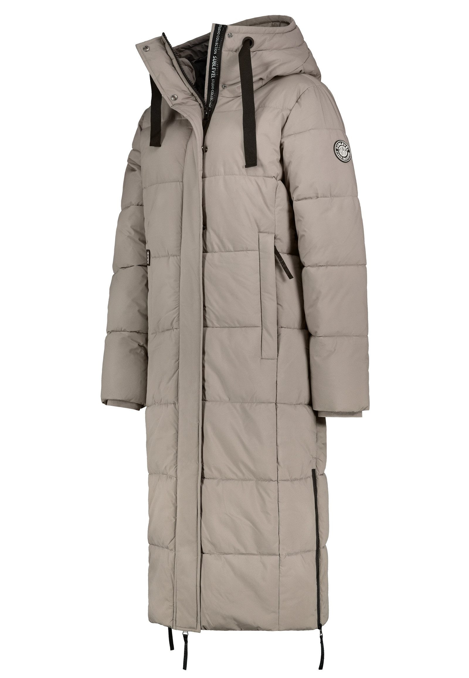 SUBLEVEL Langmantel Langer Outdoor Style mit modernem Schnitt für Damen (1-tlg) Normal Fit Stehkragen Langarm Einfarbig wasserabweisend