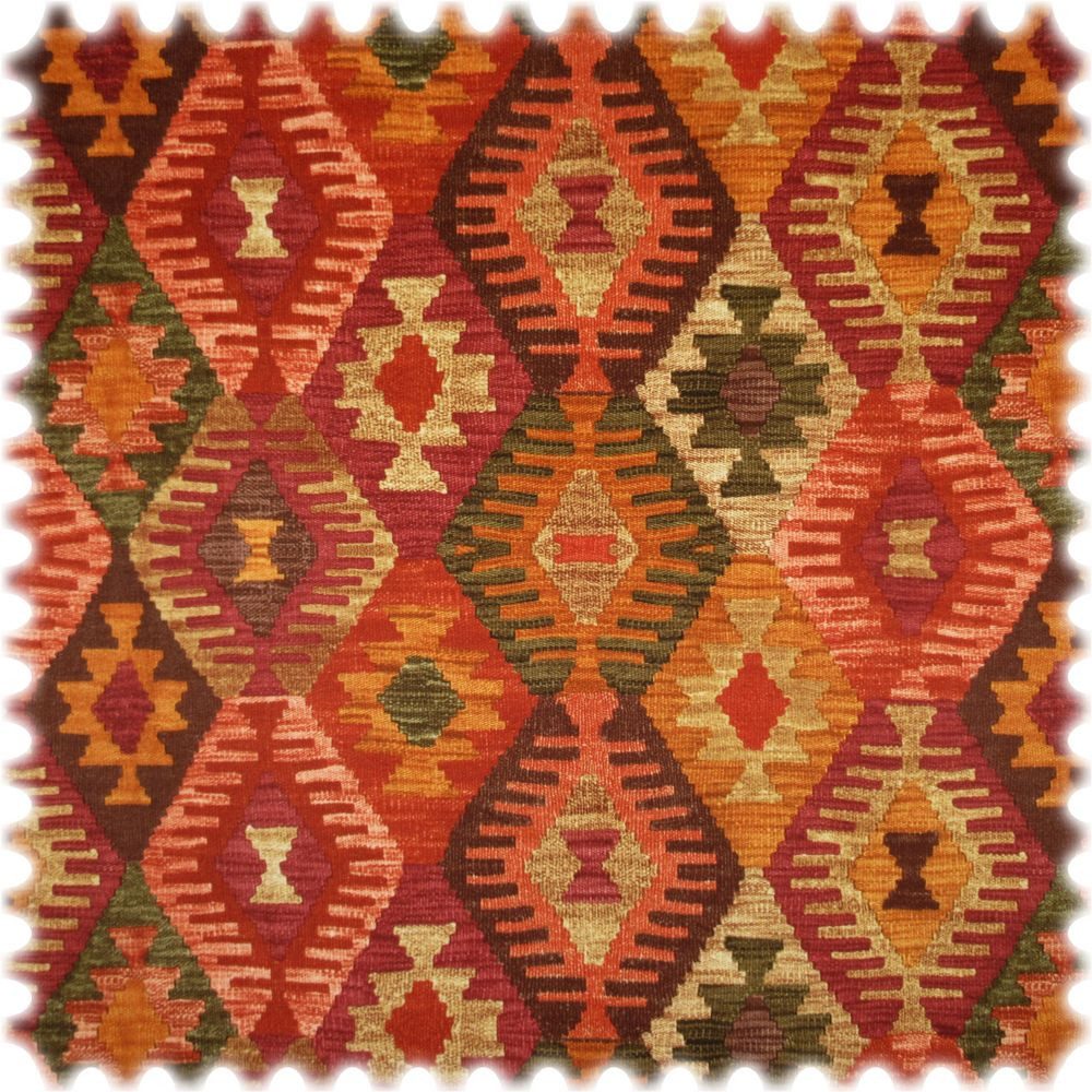 Heiro Stoff Samt Velours Möbelstoff Kilim mit Fleckschutz, Polsterstoff Meterware - Breite:138 cm