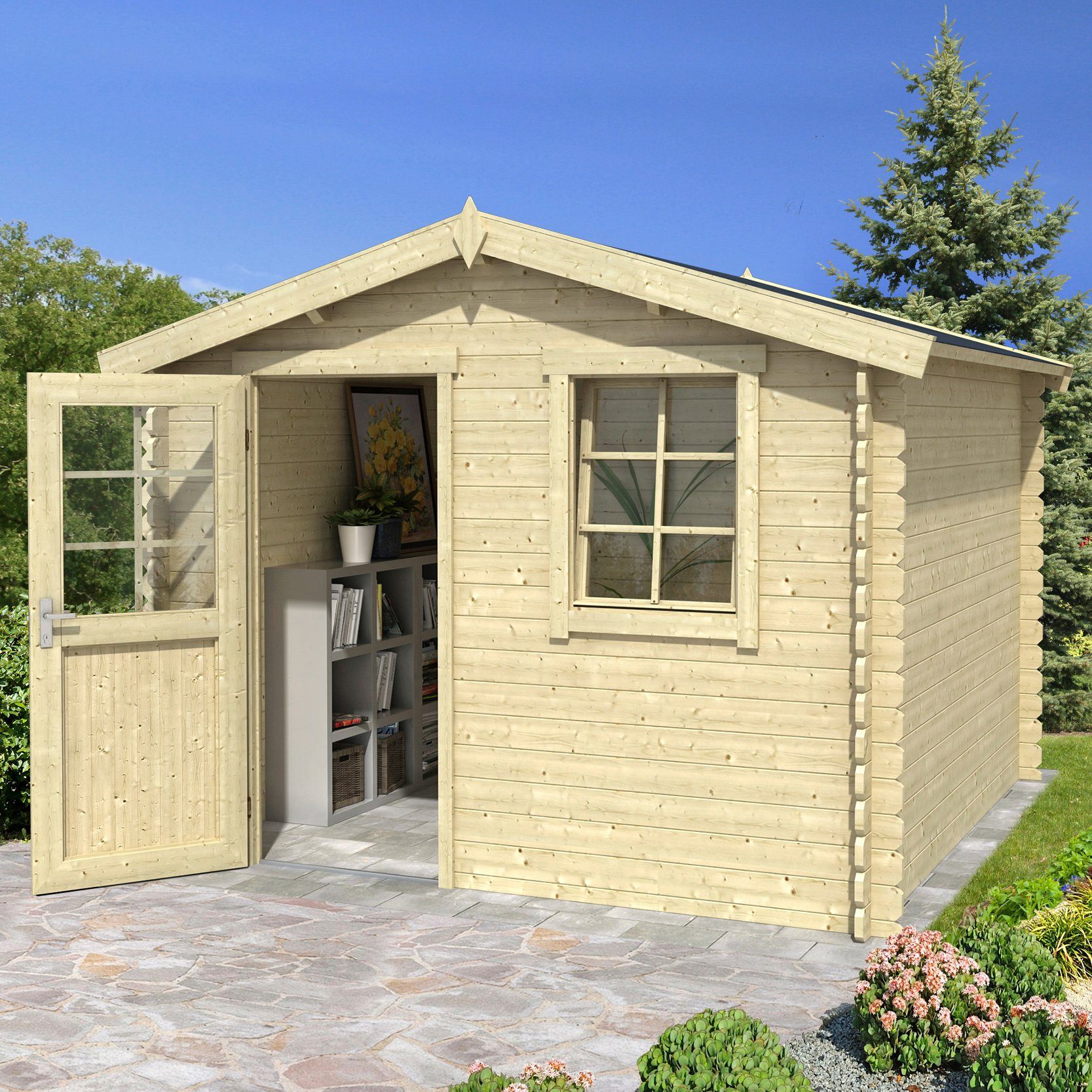 LASITA MAJA Gartenhaus Nina 275, BxT: 307x295 cm, Blockbohlenhaus 28mm