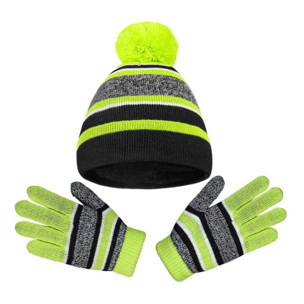 Blusmart Mütze & Schal Zweiteiliges Winterset aus Mütze und Handschuhen für Kinder (Geeignet für Kinder von 3 bis 8 Jahren, Warm und dick) Für Mädchen und Jungen geeignet