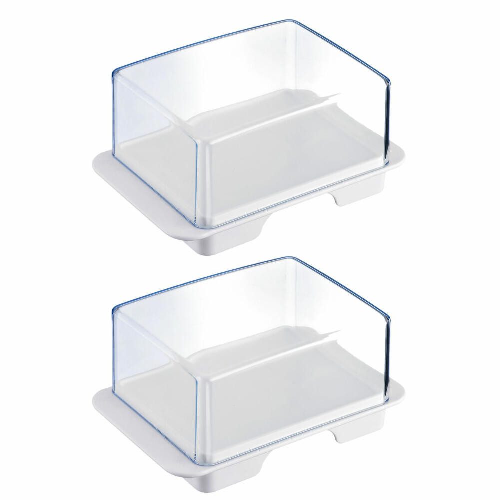 Butterdose 2 Stk., Kunststoff, Exclusiv, Weiß/Transparent, Kühlschrank-Butterdose