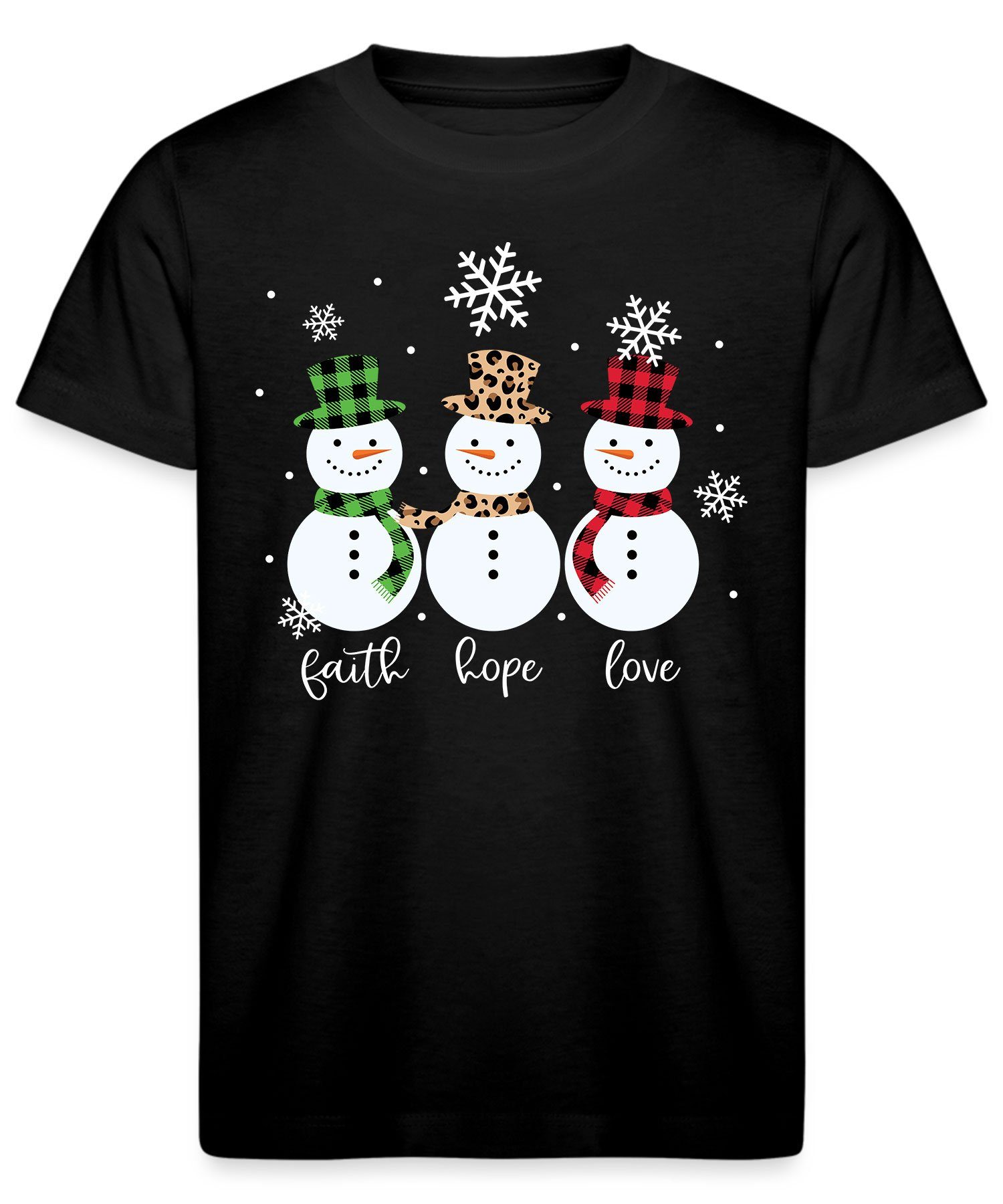 - Kurzarmshirt T-Shirt Weihnachtsgeschenk Weihnachten Quattro Kinder (1-tlg) Schneemann X-mas Formatee