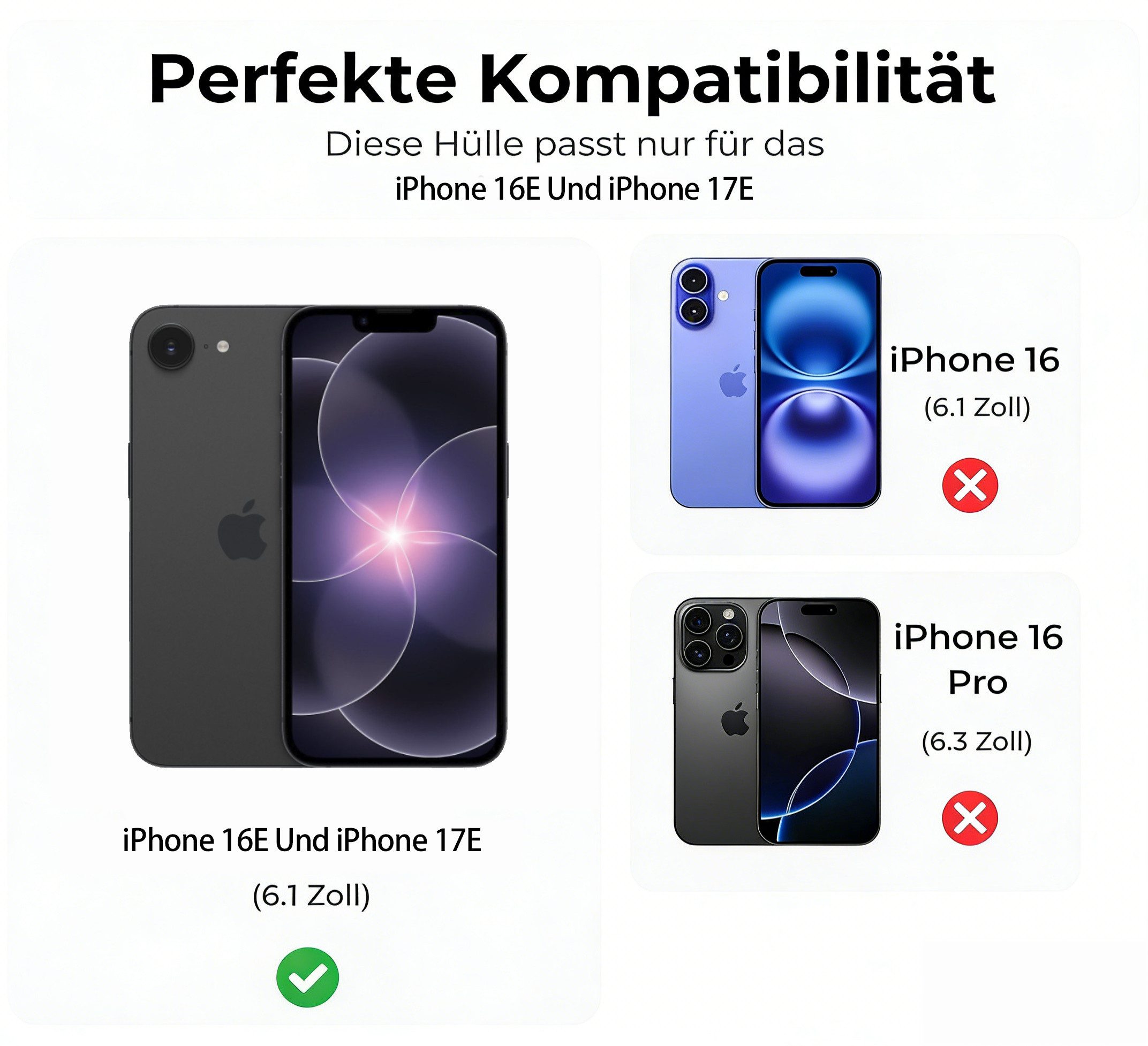 betterfon Handyhülle für iPhone 17E / 16E - Klapphülle mit 3 Kartenfächern Blumen, Bookstyle-Hülle: Magnetverschluss 3 Kartenfächer & Standfunktion – Bild 2 von 5
