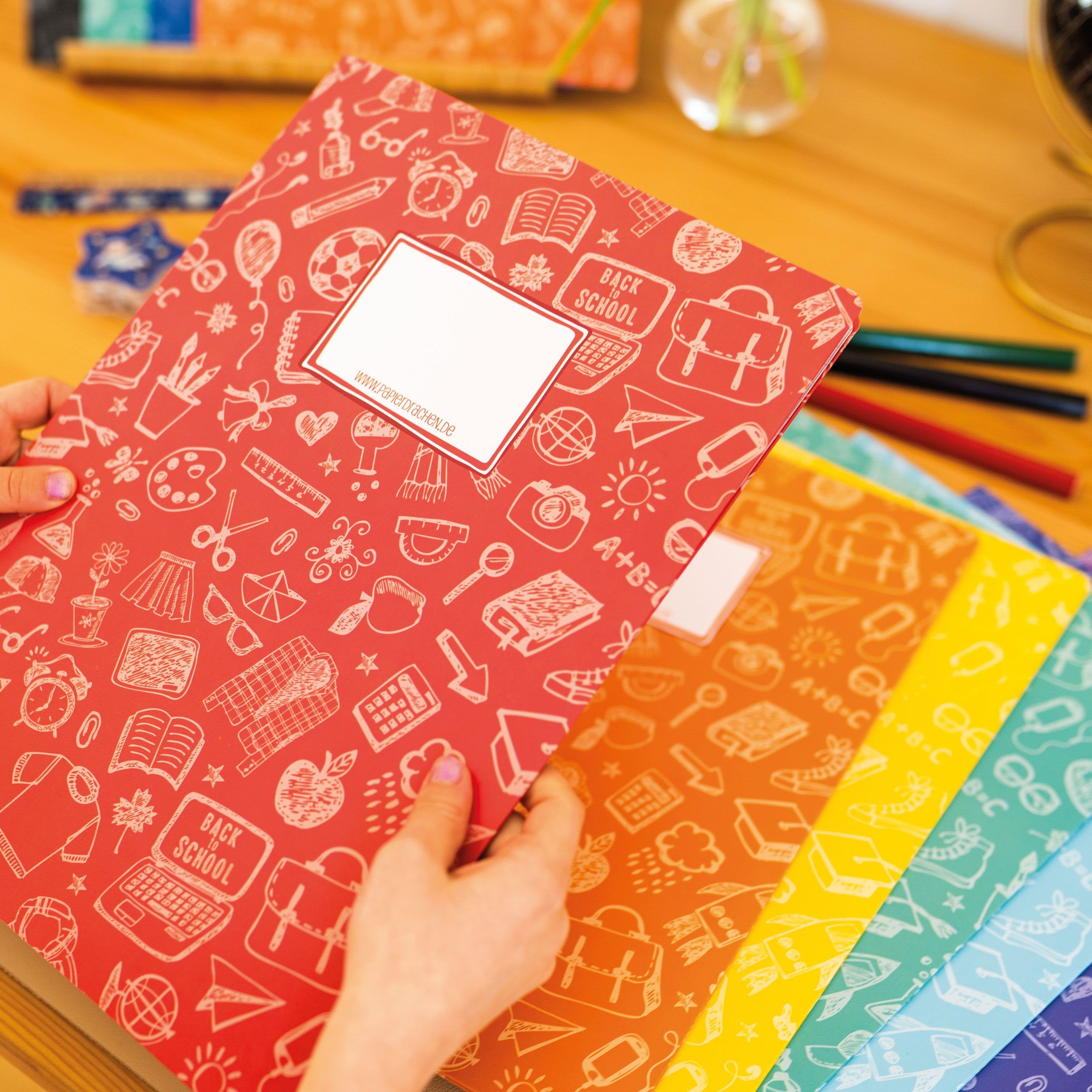 PAPIERDRACHEN Schulheft Heftumschläge - DIN A4, Papierheftumschläge