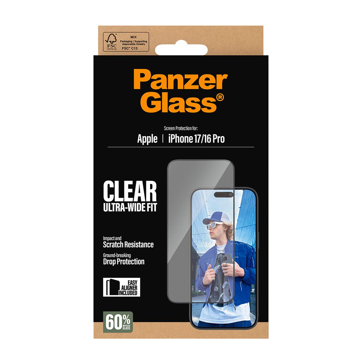 CARE by PanzerGlass Displayschutzglas Ultra-Wide Fit Screen Protector für Apple iPhone 16 Pro, Apple iPhone 17, Displayschutzfolie, Schutzfolie, Bildschirmschut – Bild 5 von 5