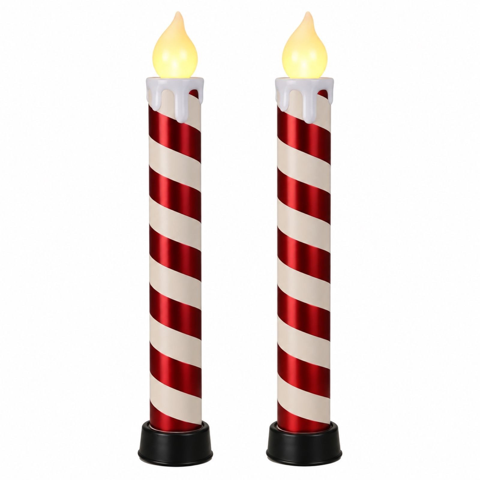 BURI Kugelleuchte XXL Kerze Zuckerstange 83cm Weihnachtskerze groß Timer Zuckerstange