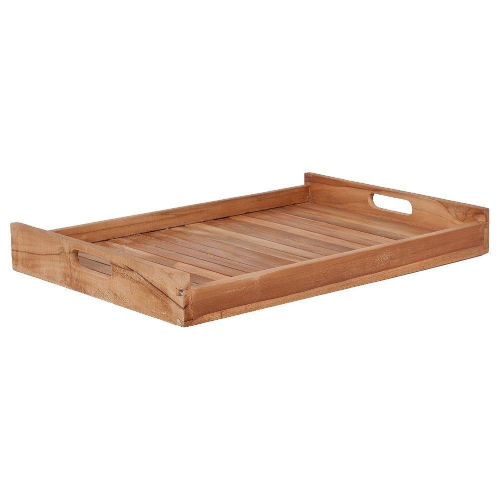 LebensWohnArt Dekotablett Teak Tablett BANDEJA-SMALL Natural ca. L54cm