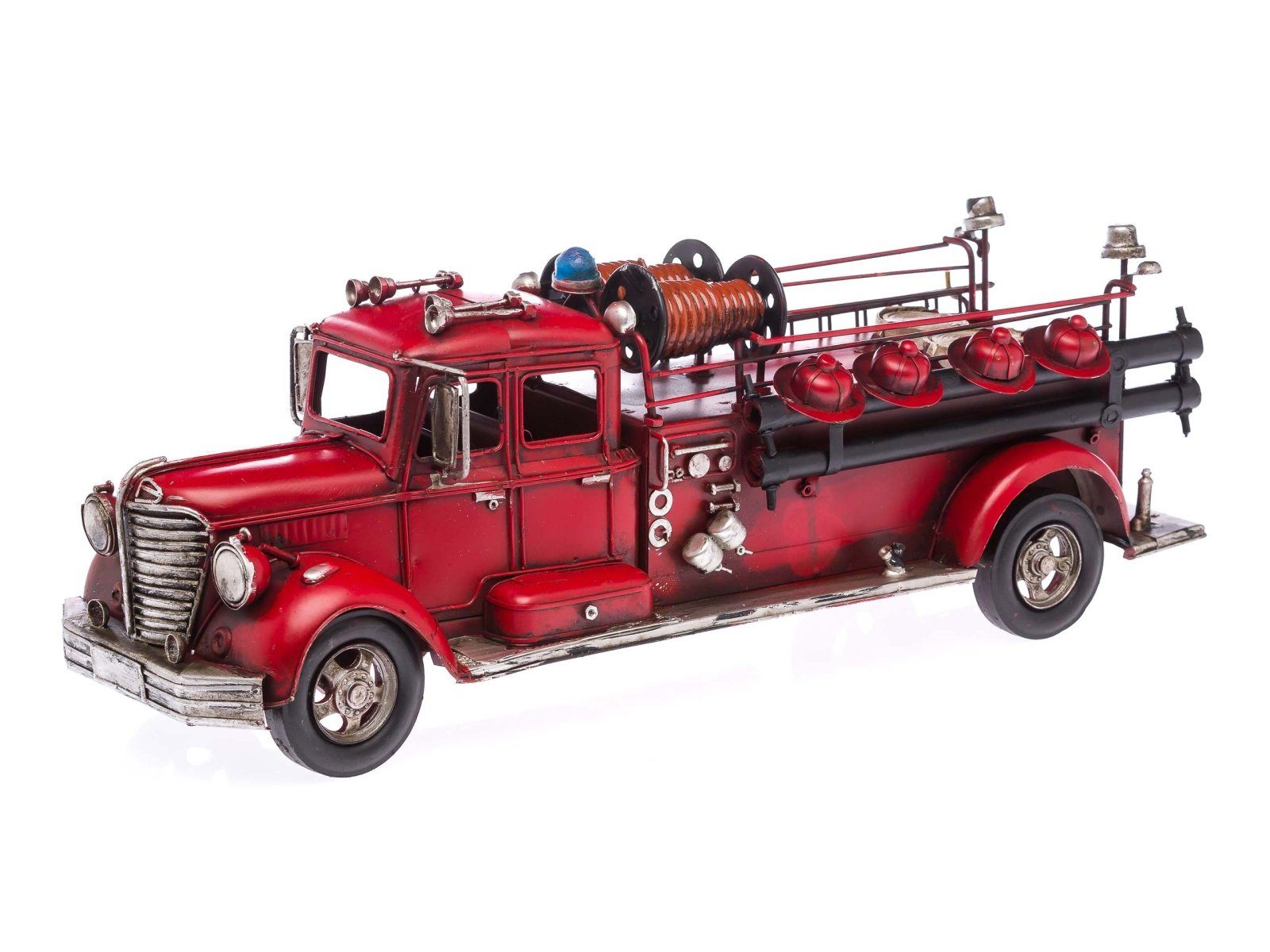 Aubaho Modellauto Modellfahrzeug Feuerwehr im Nostalgischem Stil Feuerwehrauto 50cm Auto